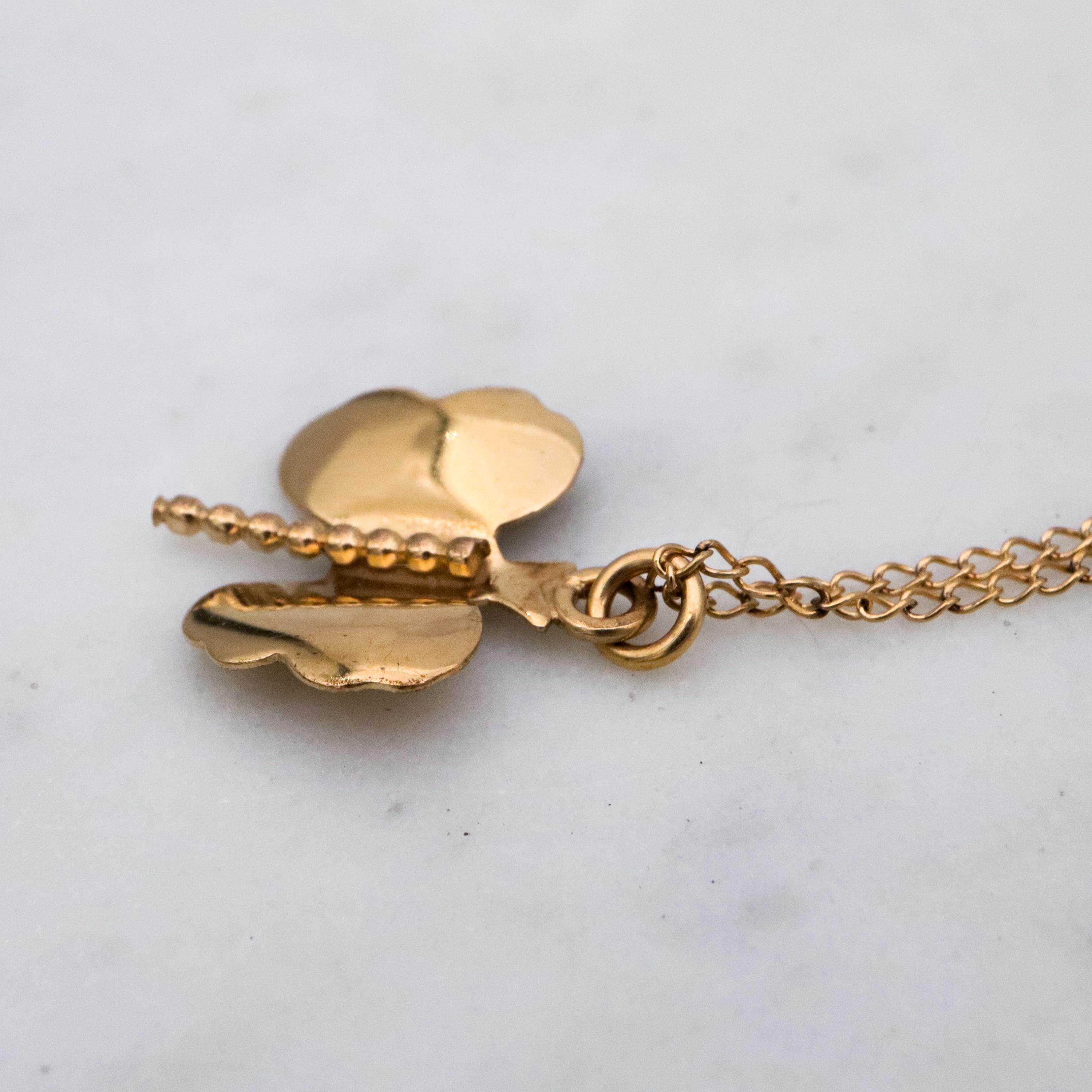 Mid Century 12k gold filled butterfly pendant necklace