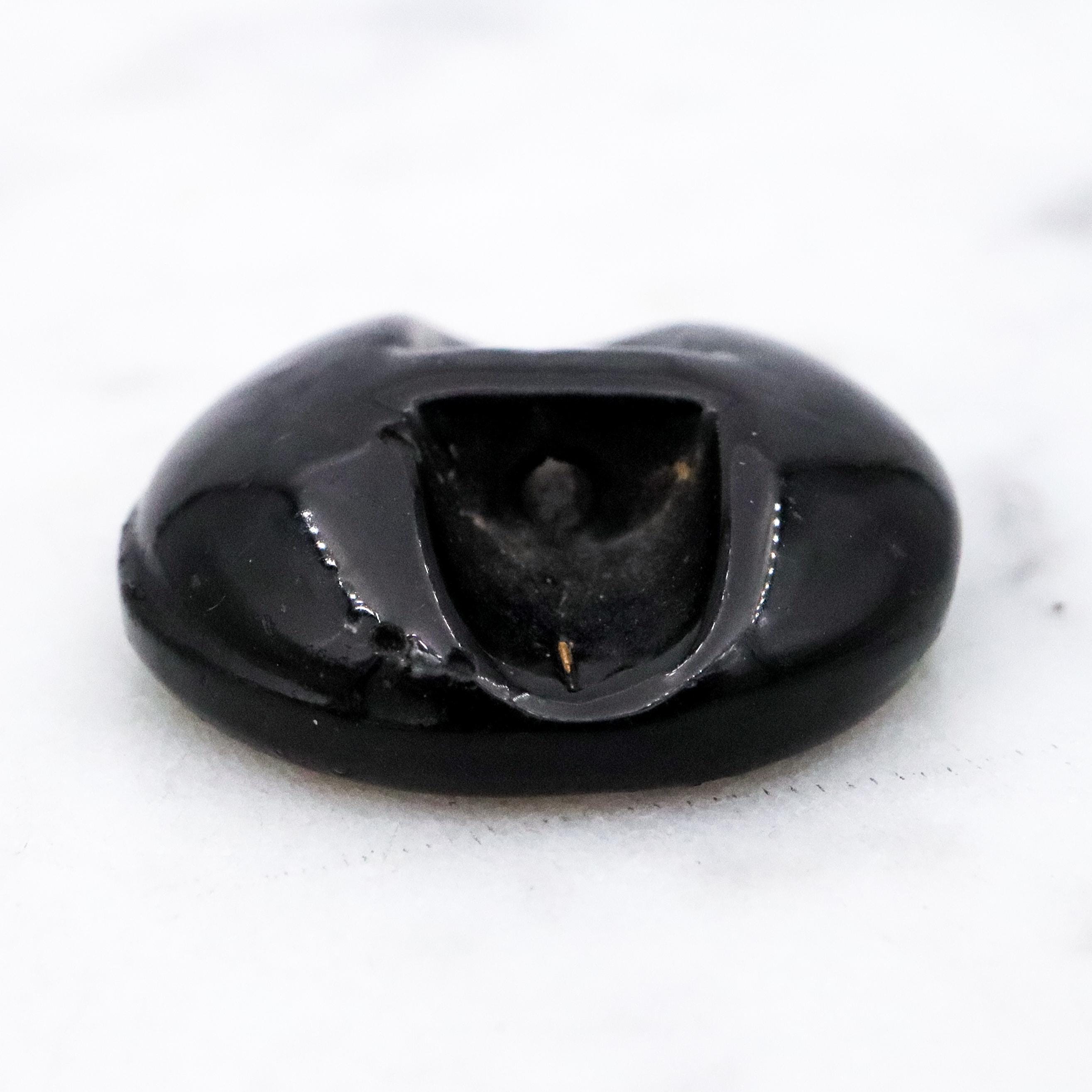 Antique Victorian black glass Orientalist painted picture button
