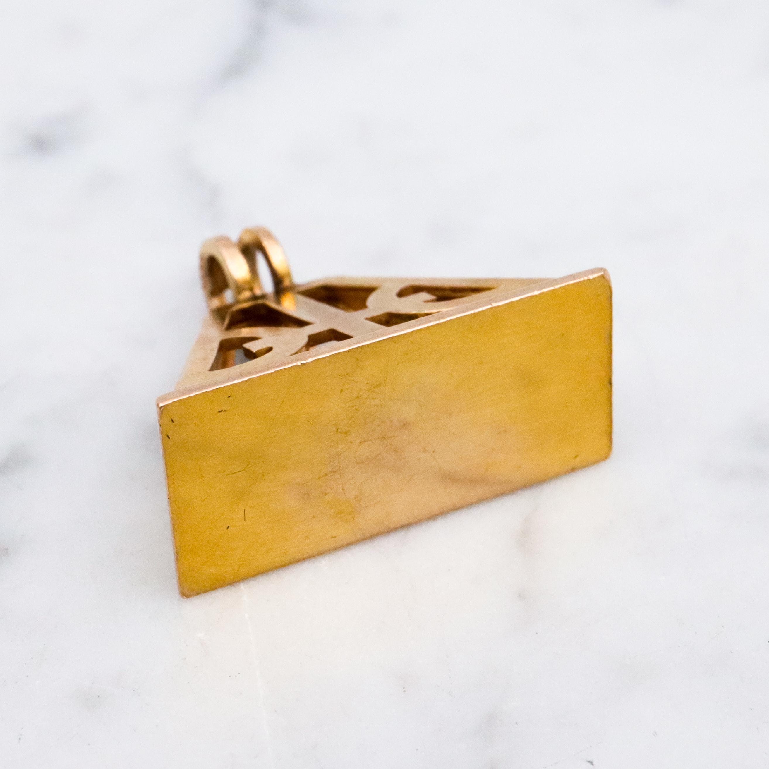 Antique Victorian 10k gold geometric cutout fob pendant