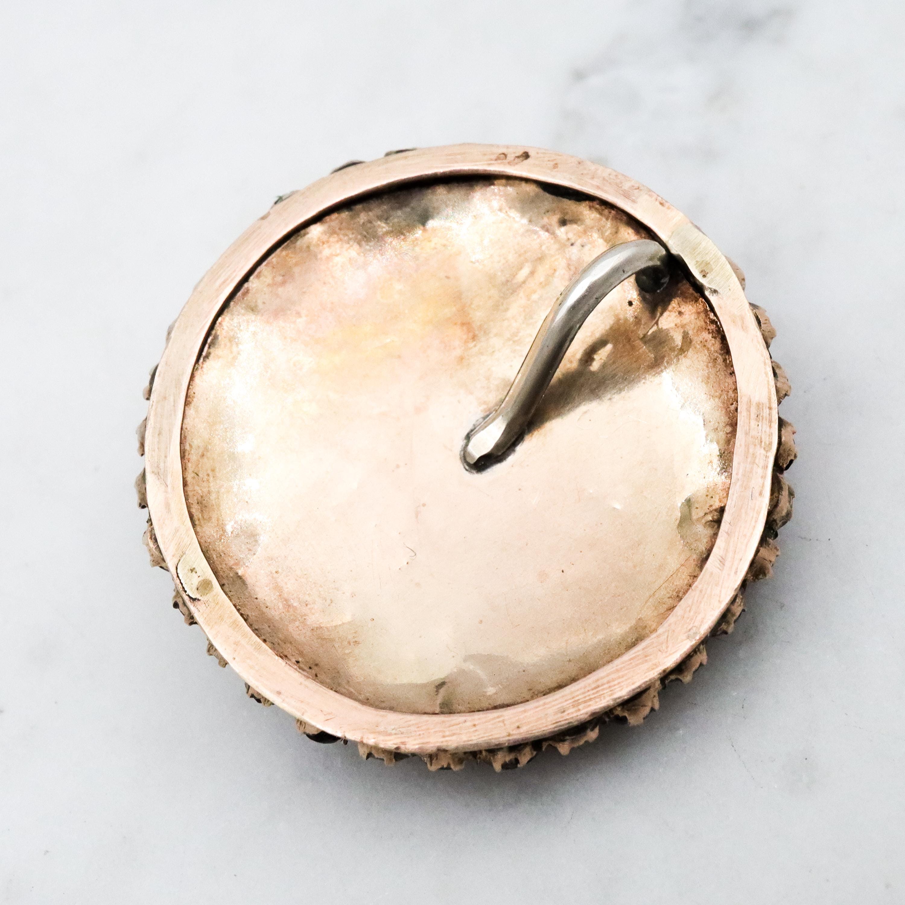 Antique Victorian gilt silver Bohemian garnet domed circle pendant