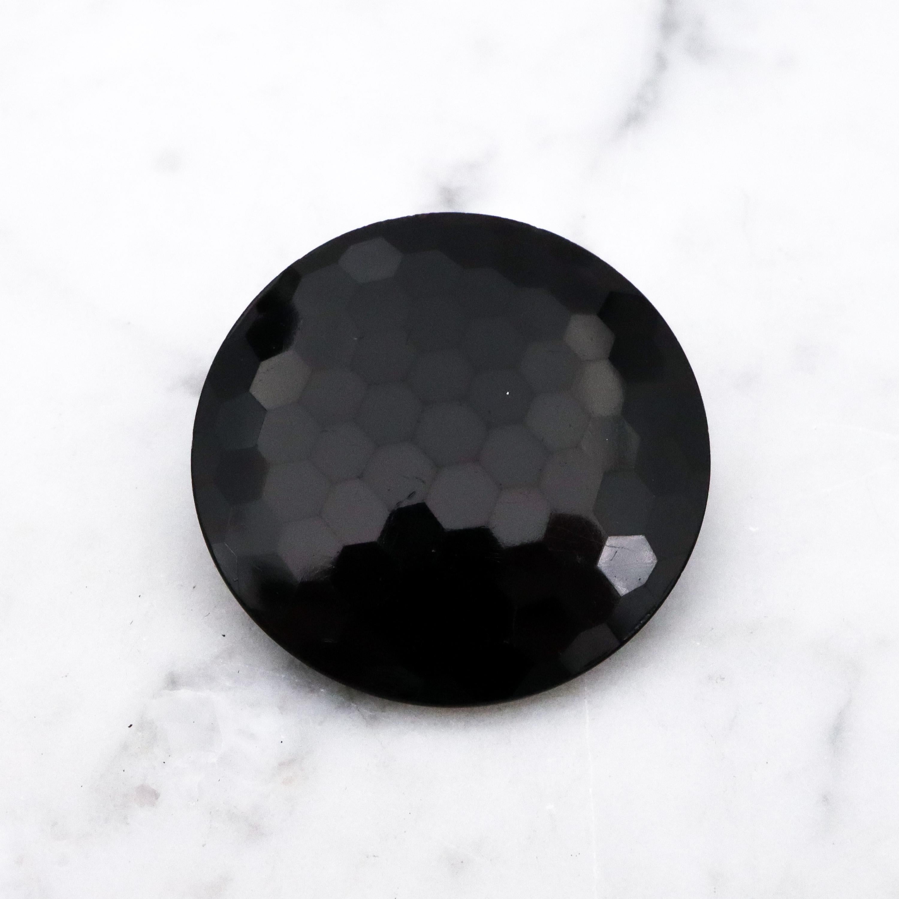 Antique Victorian French Jet glass faceted button brooch
