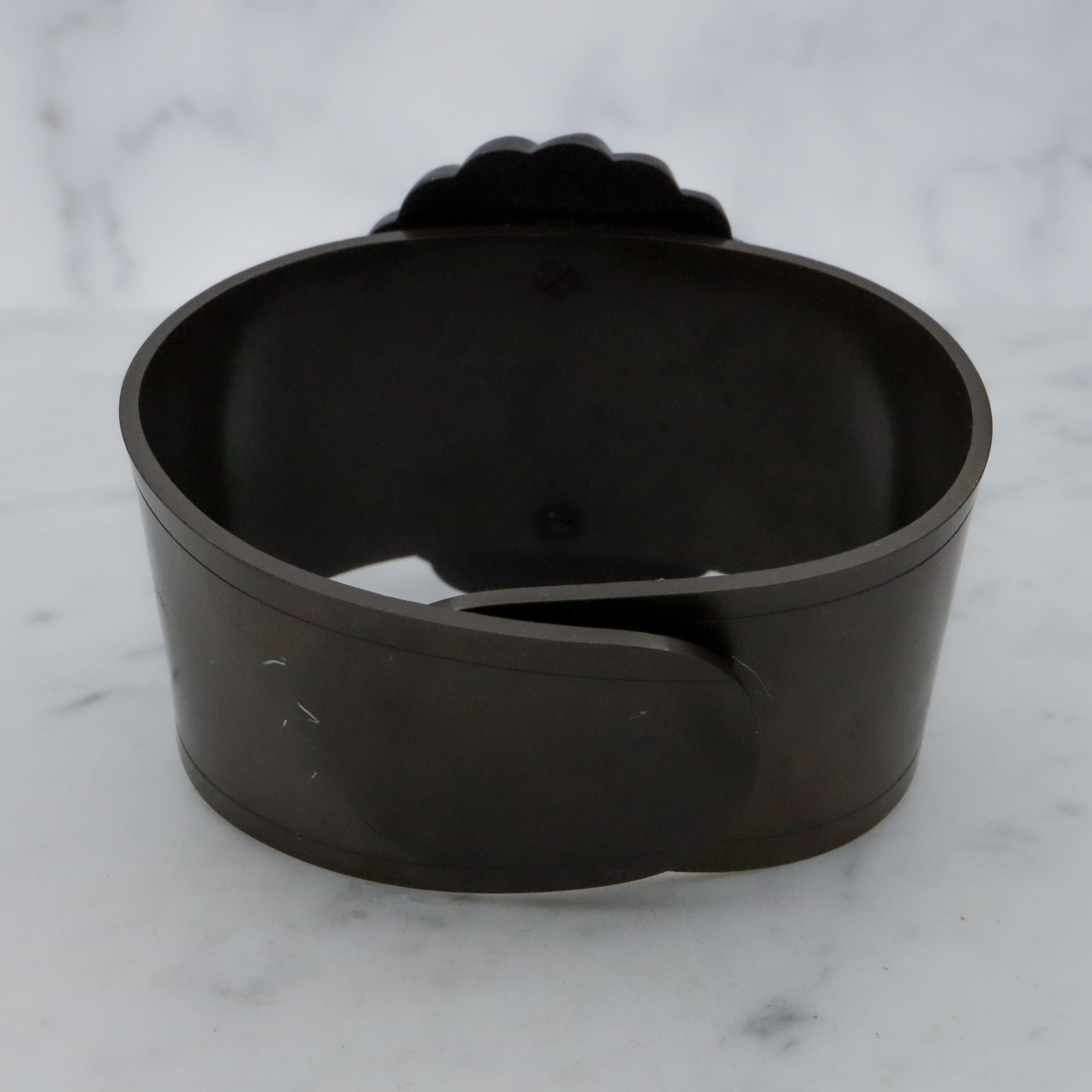 Antique Victorian gutta percha floral carved cuff bracelet