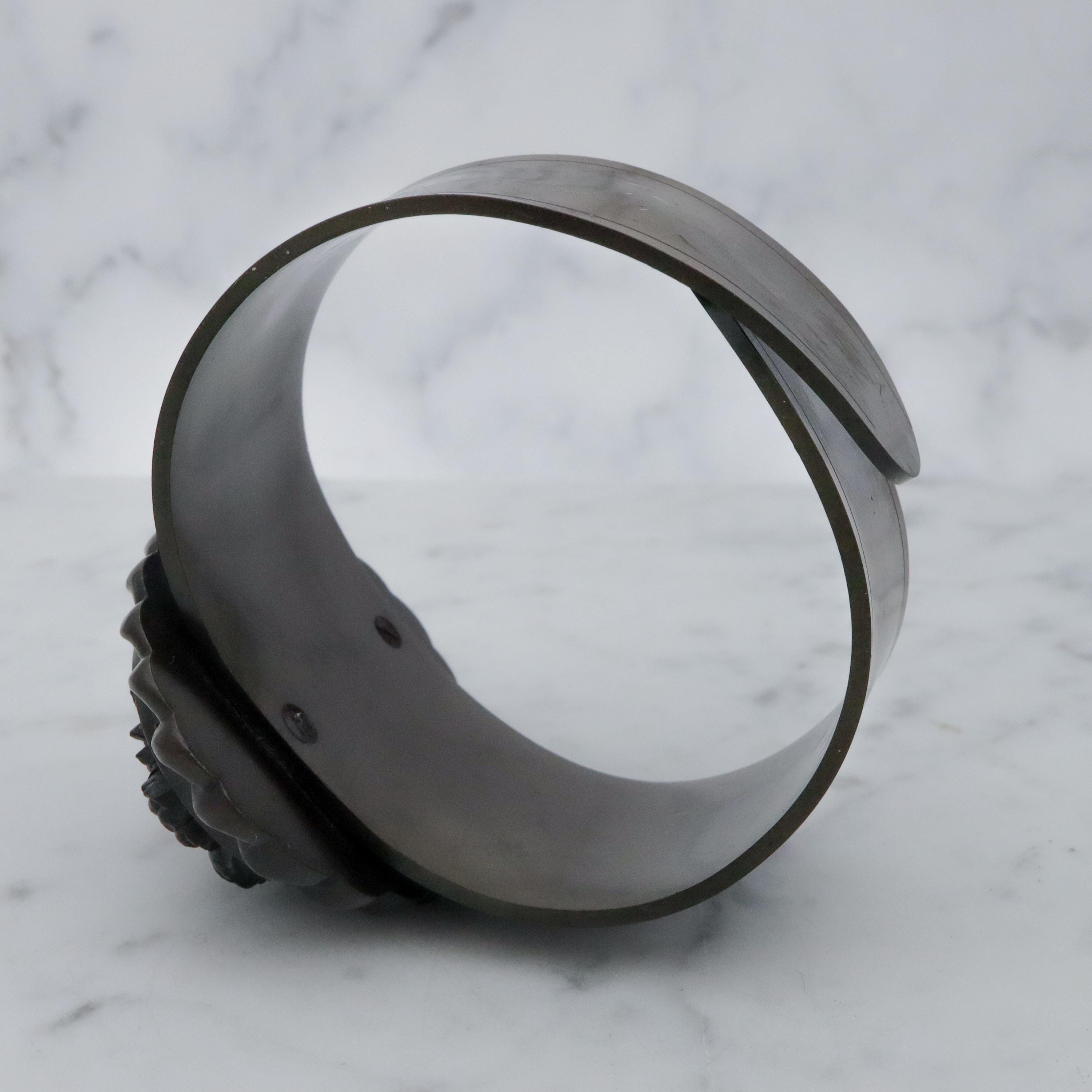 Antique Victorian gutta percha floral carved cuff bracelet