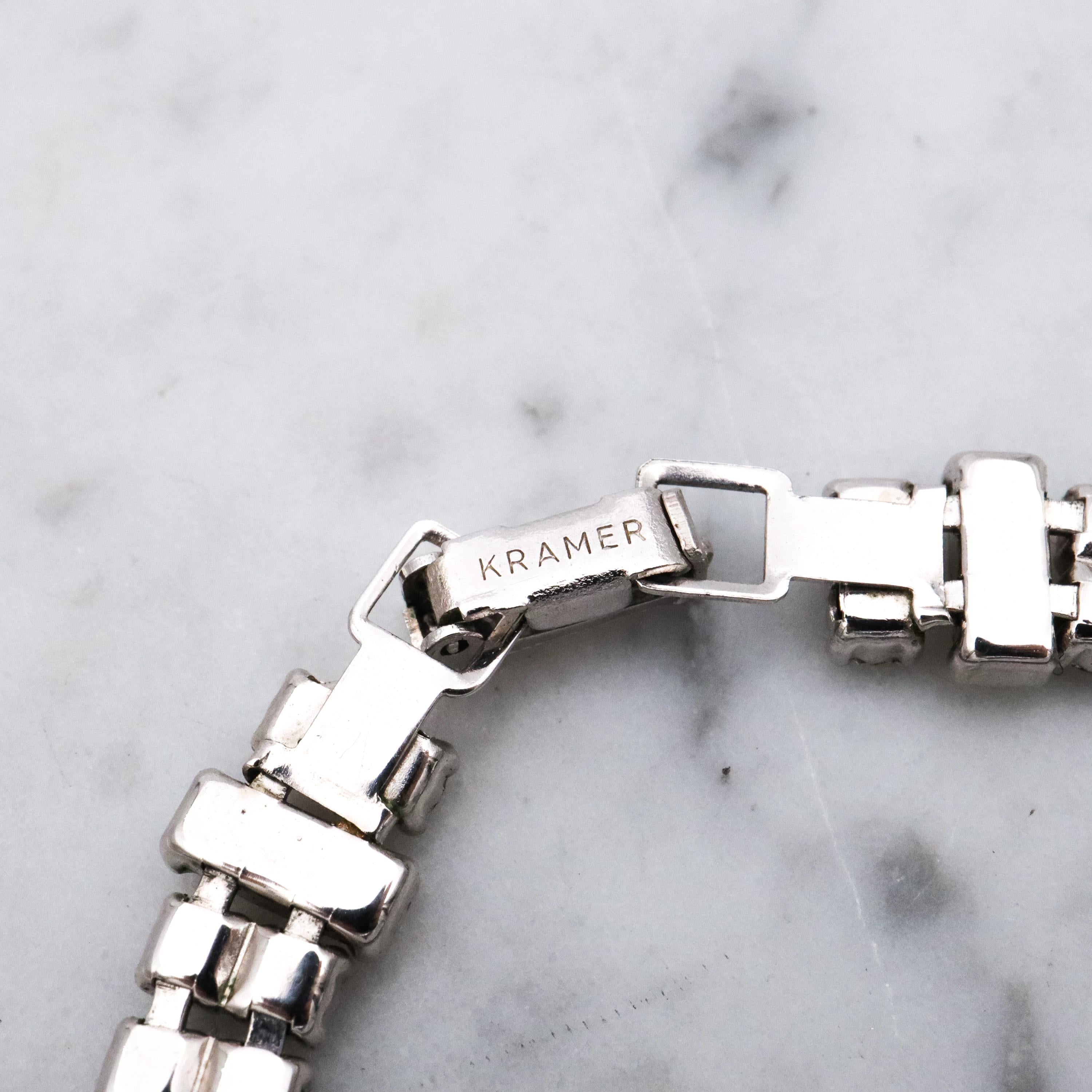 Mid Century Kramer rhinestone tennis bracelet