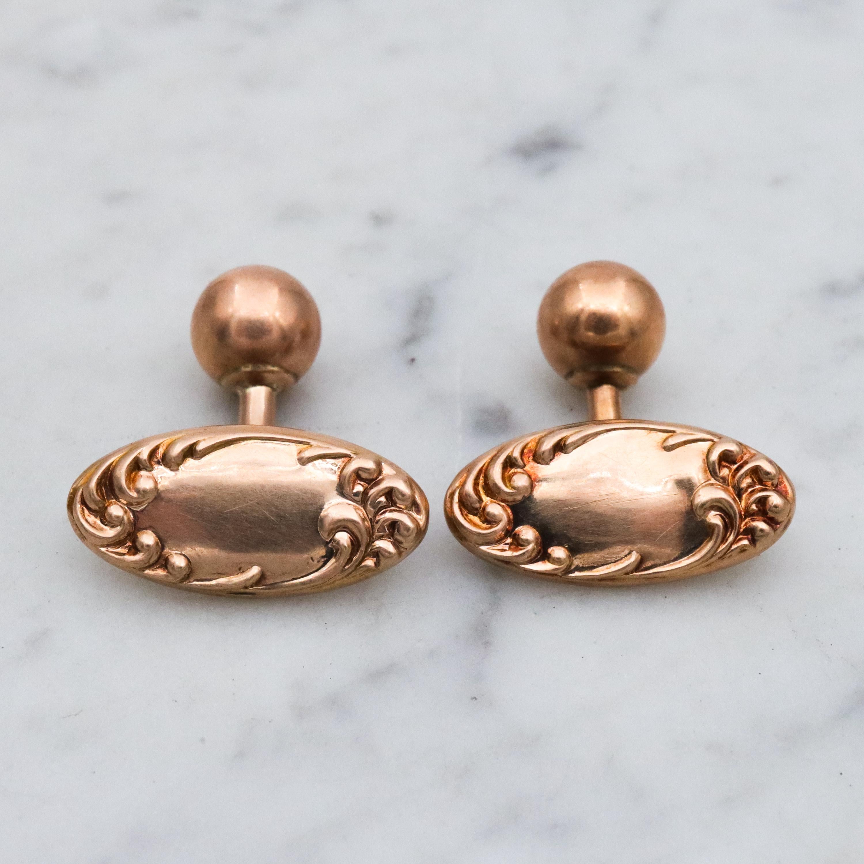 Antique Rococo Revival 10k gold cufflinks