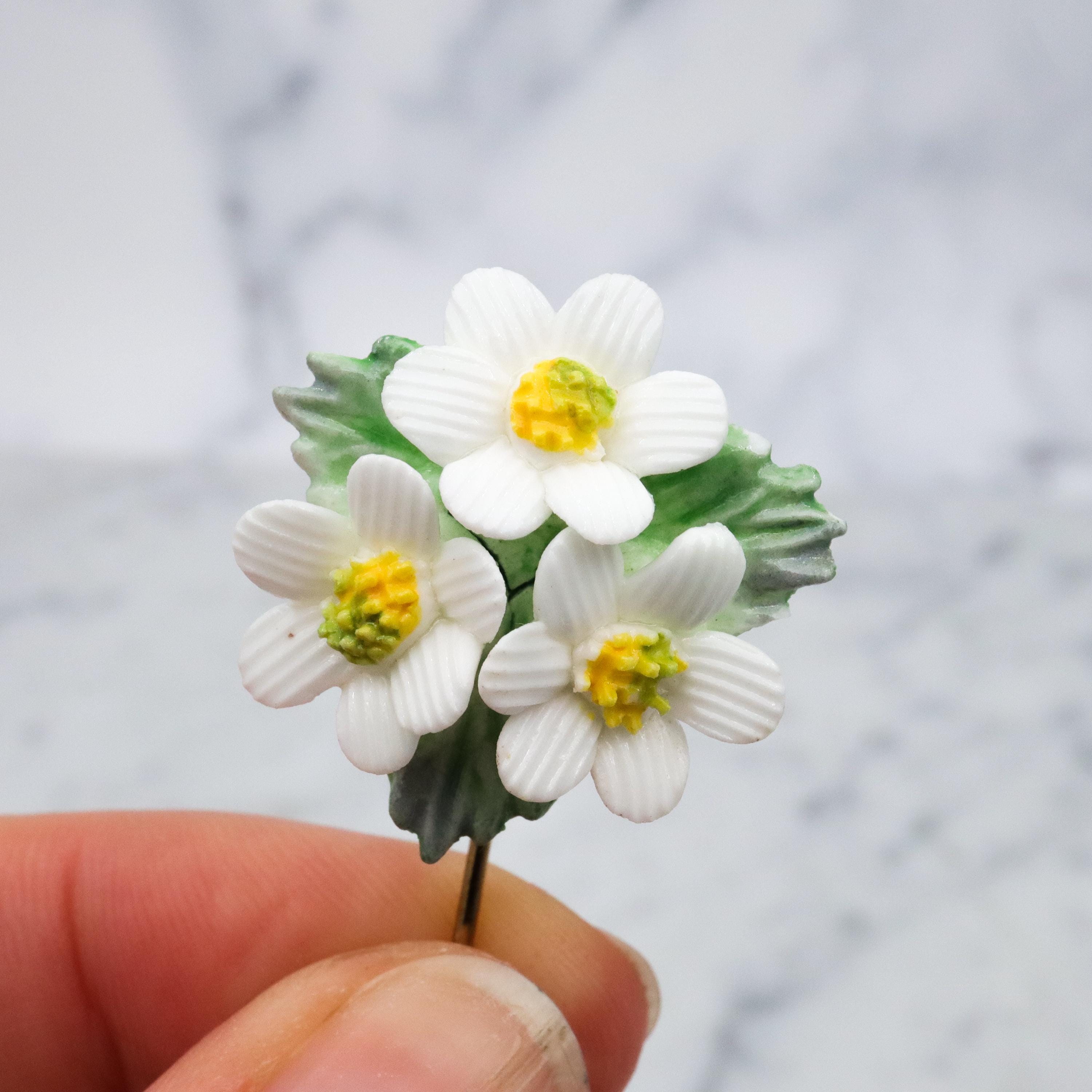 1950s England bone china floral stick pin