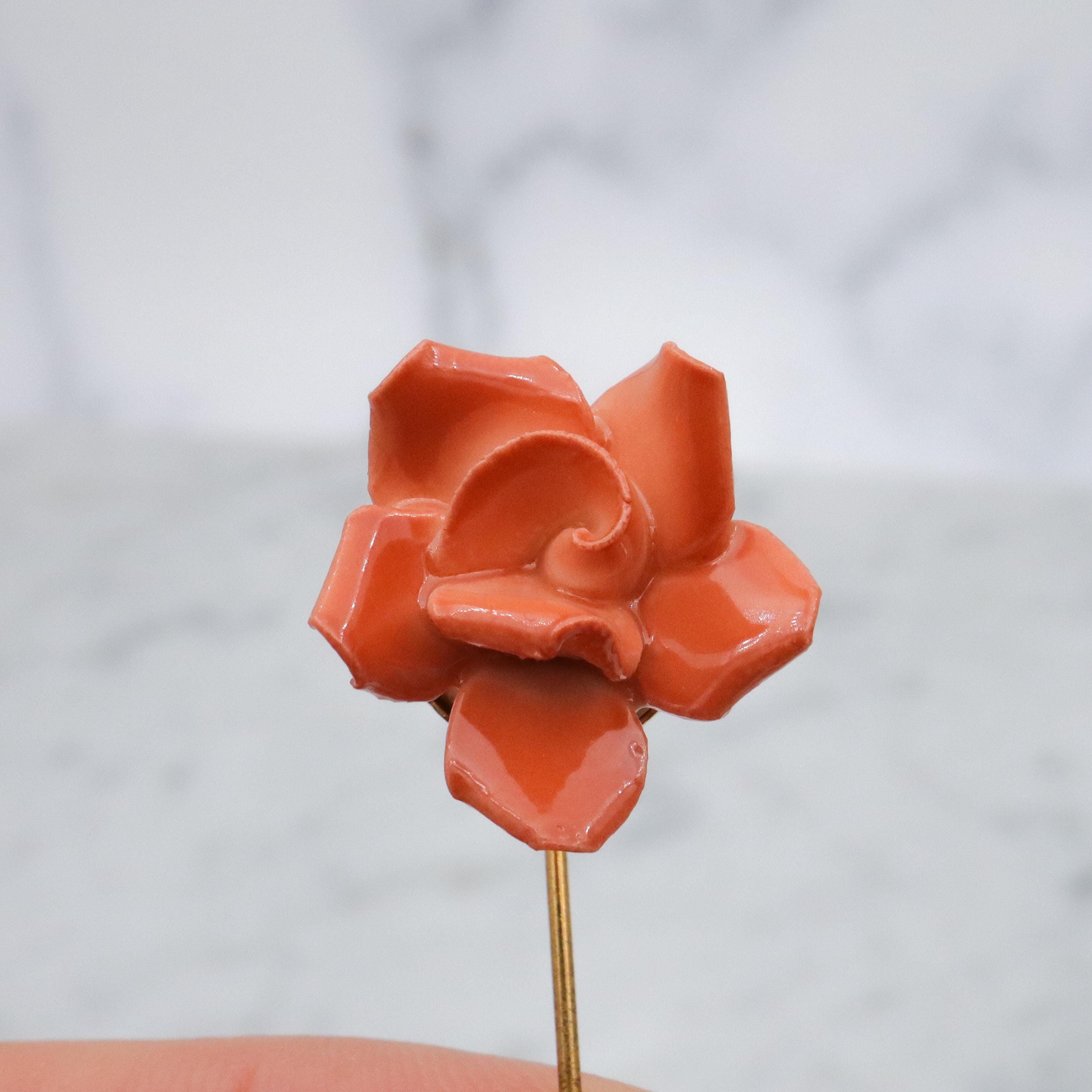 1950s England bone china floral stick pin