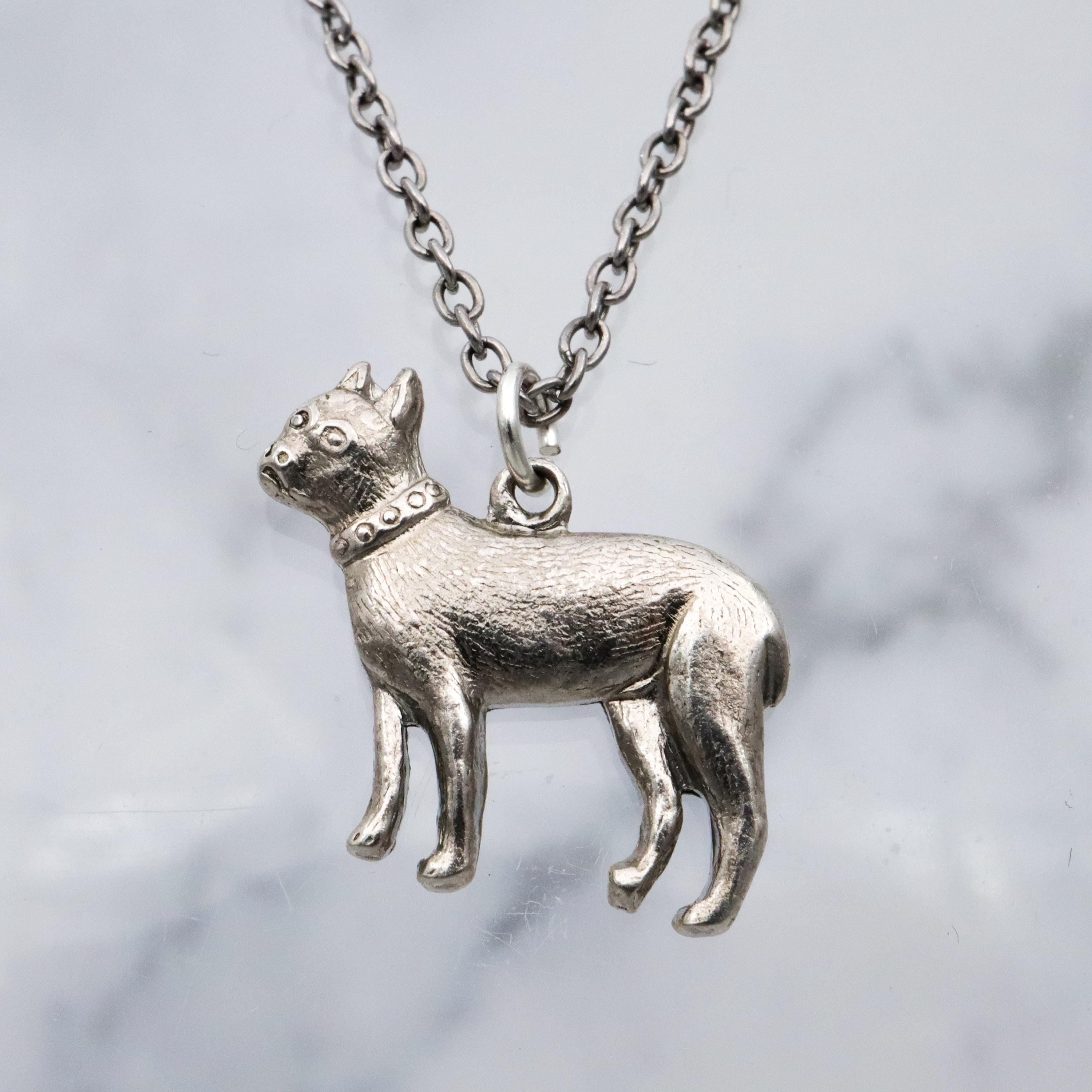 Antique boxer dog charm pendant