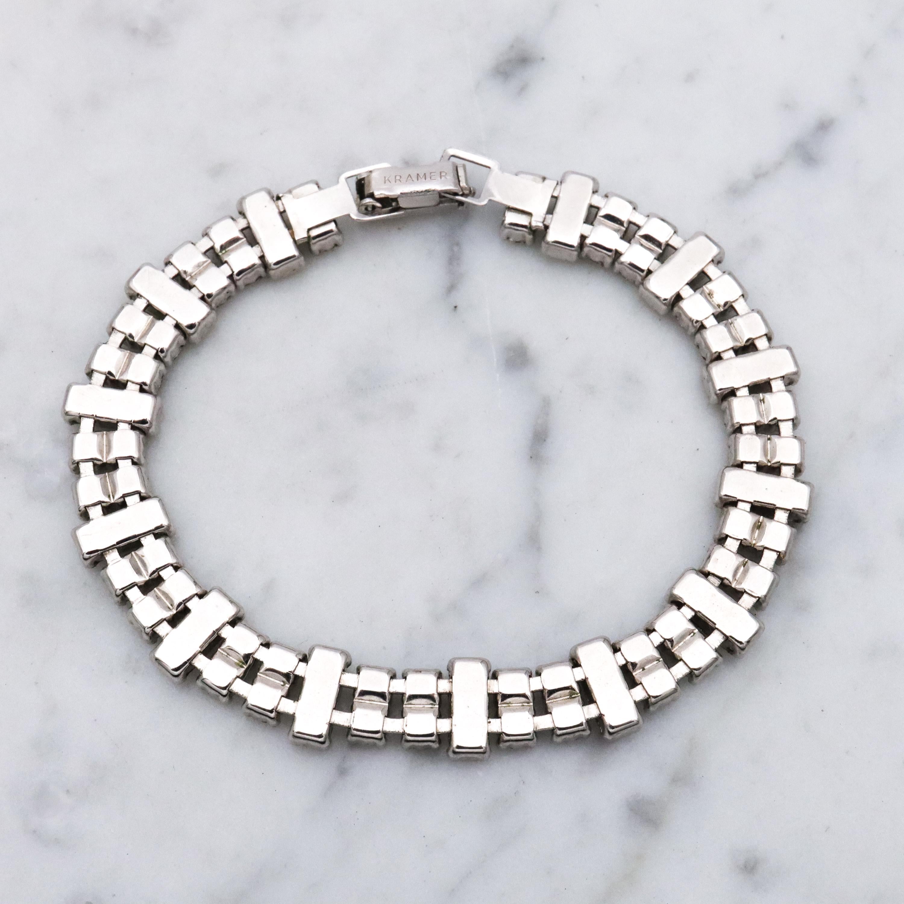 Mid Century Kramer rhinestone tennis bracelet