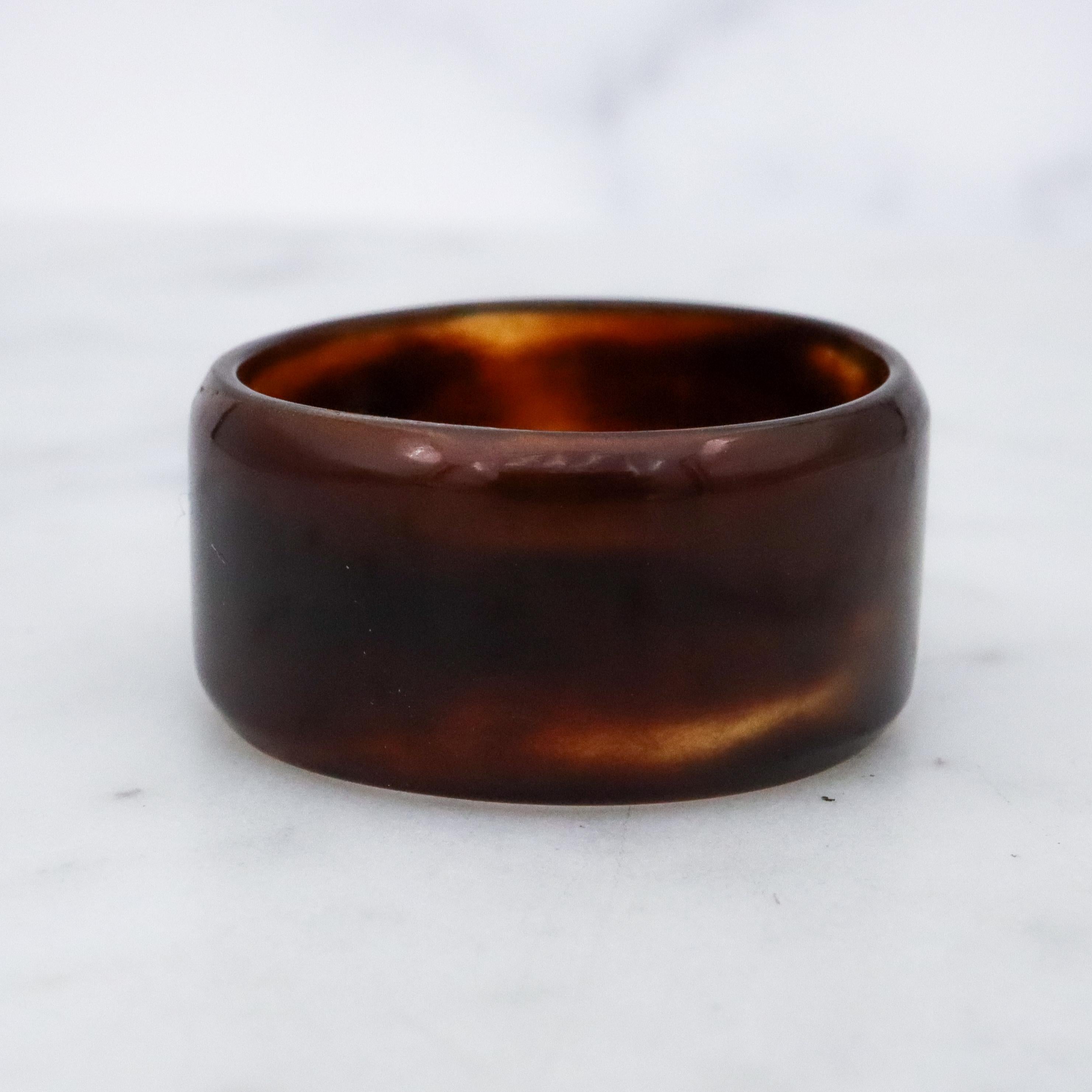 Antique Victorian faux tortoiseshell thick band ring, size 10