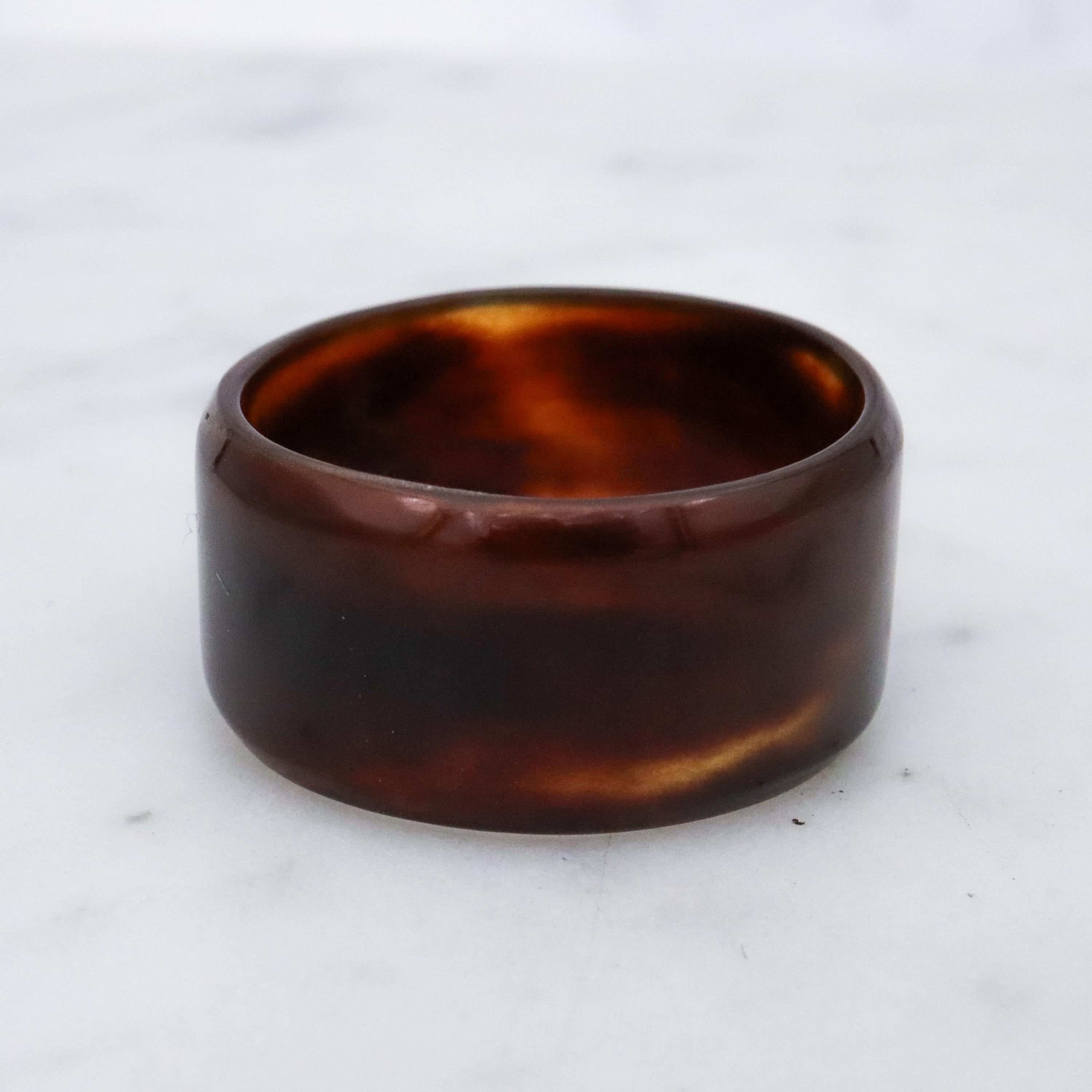 Antique Victorian faux tortoiseshell thick band ring, size 10