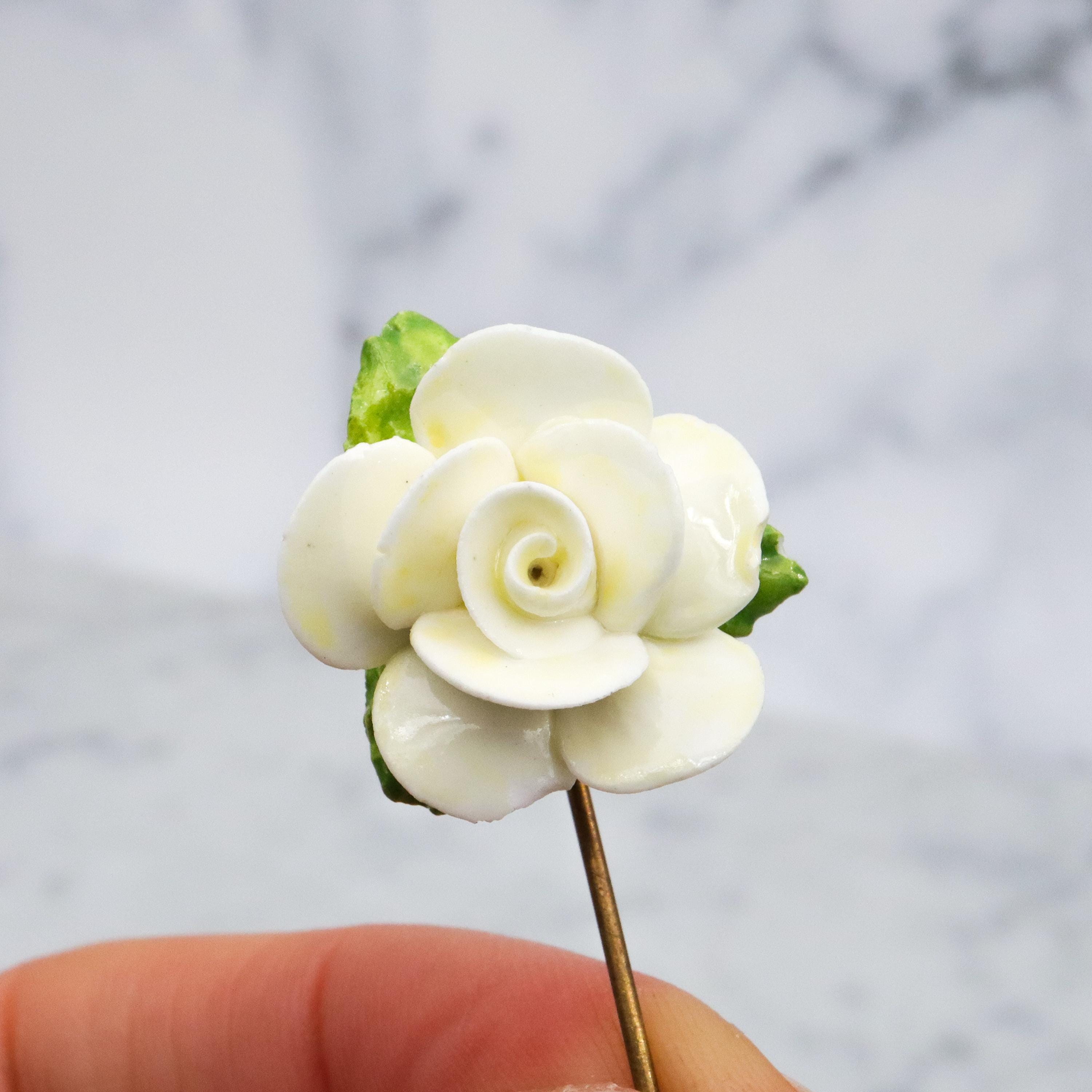1950s England bone china floral stick pin