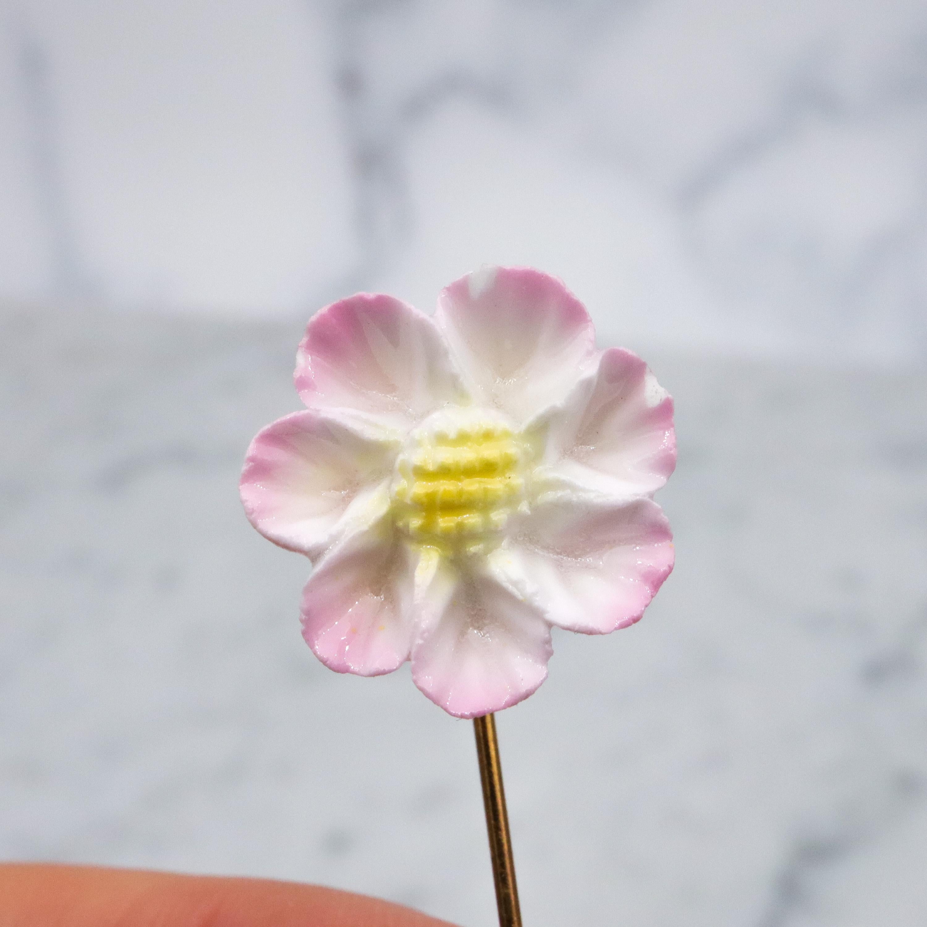1950s England bone china floral stick pin