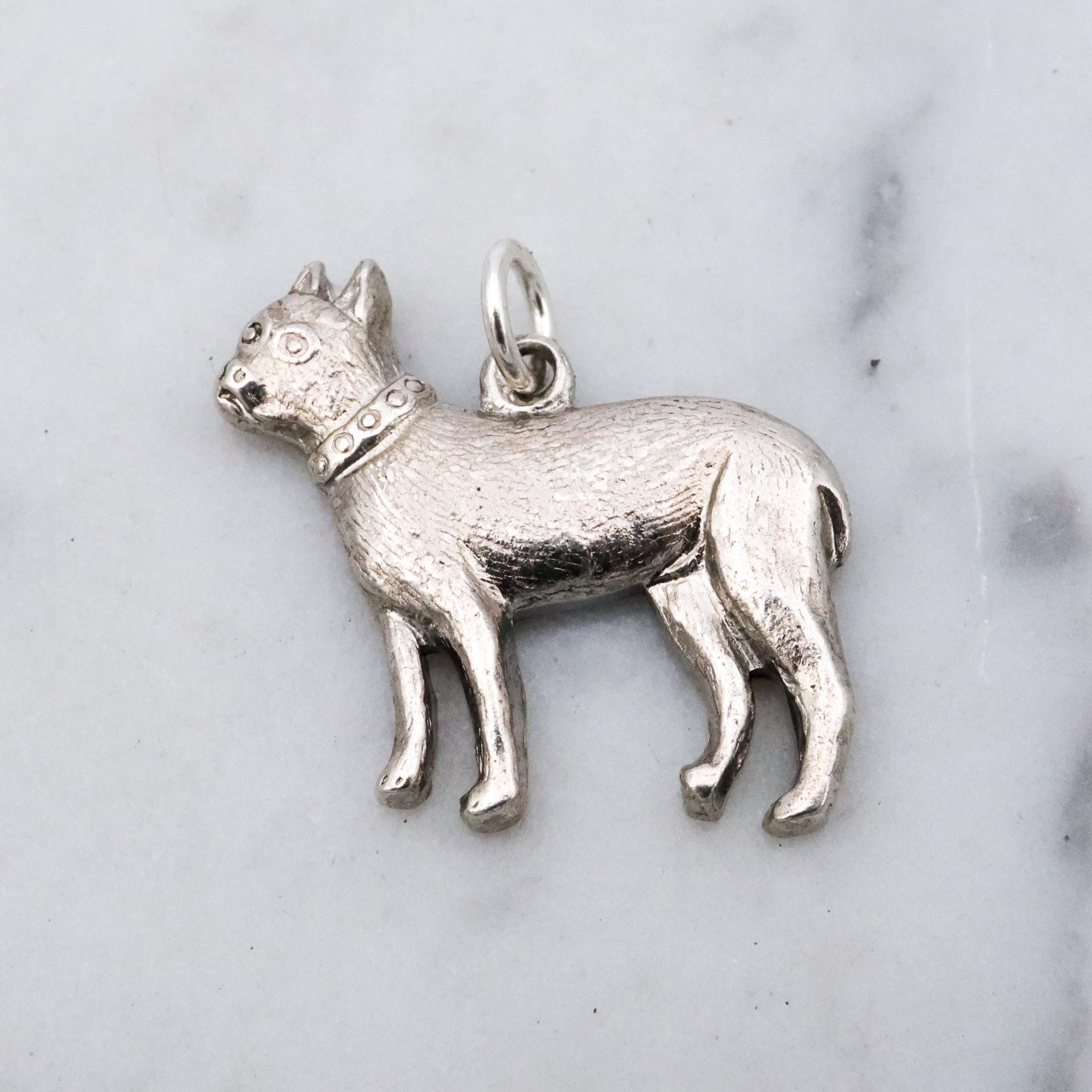 Antique boxer dog charm pendant
