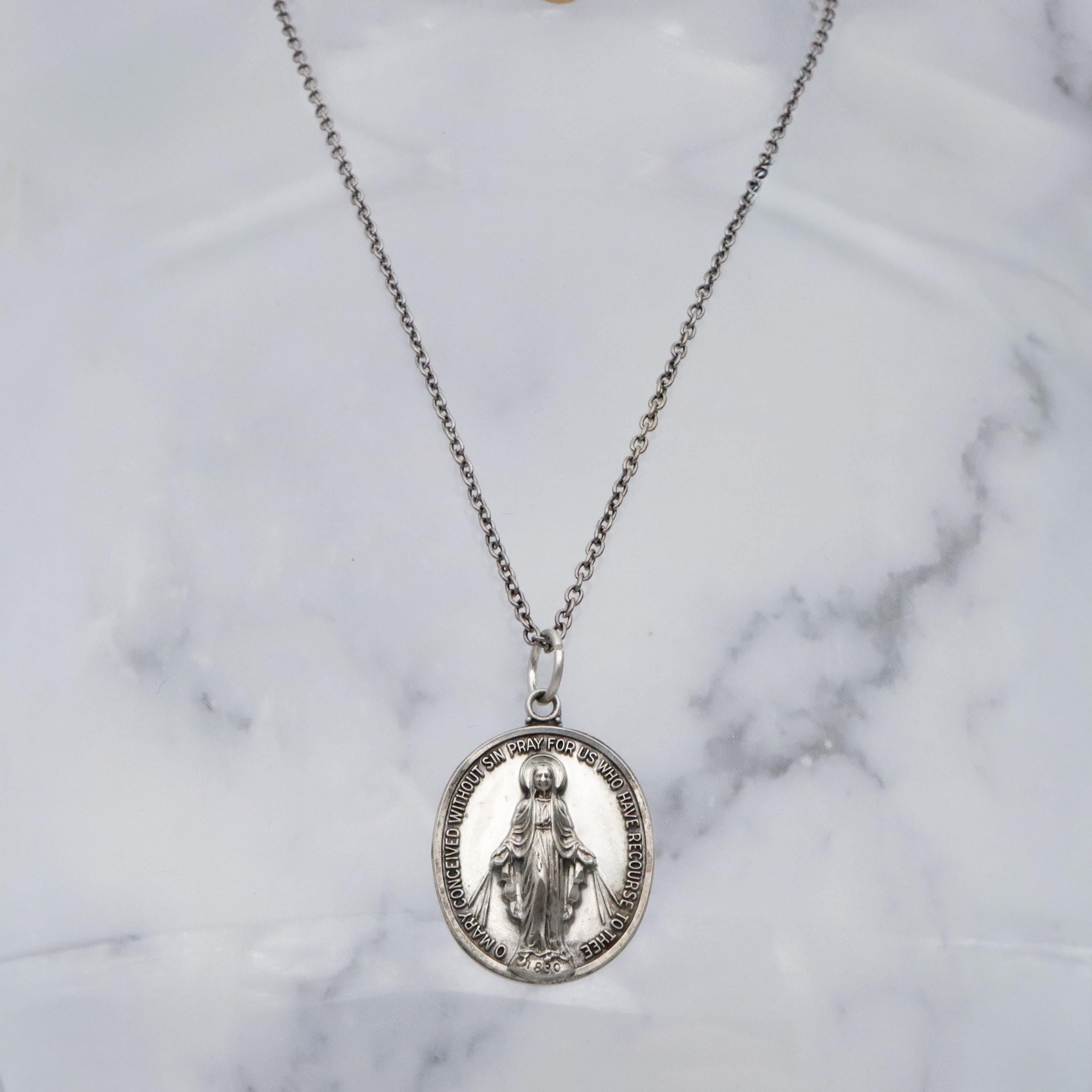 Vintage Hayward sterling Miraculous Medal pop out pendant
