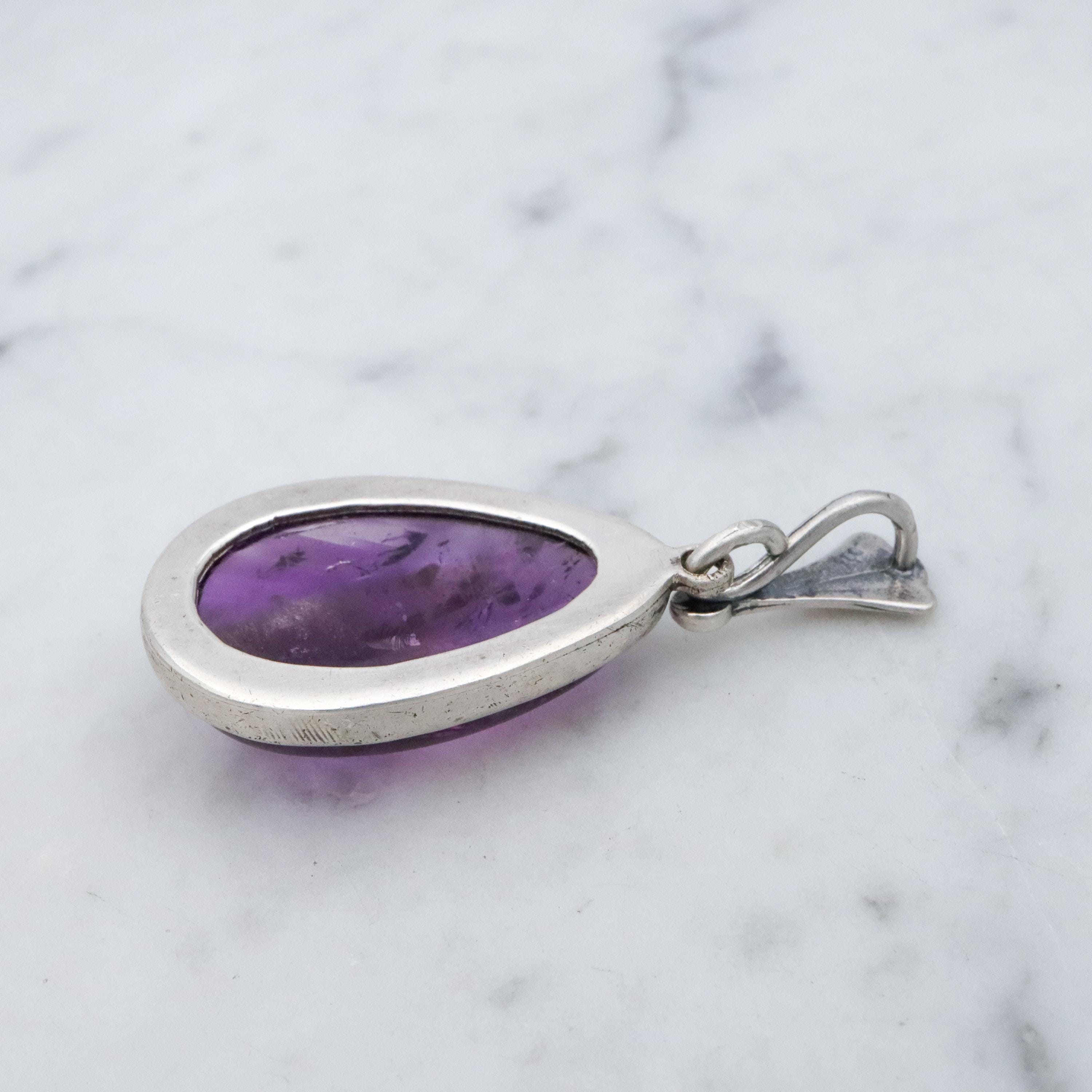 Modern vintage sterling & natural ametrine pear drop pendant