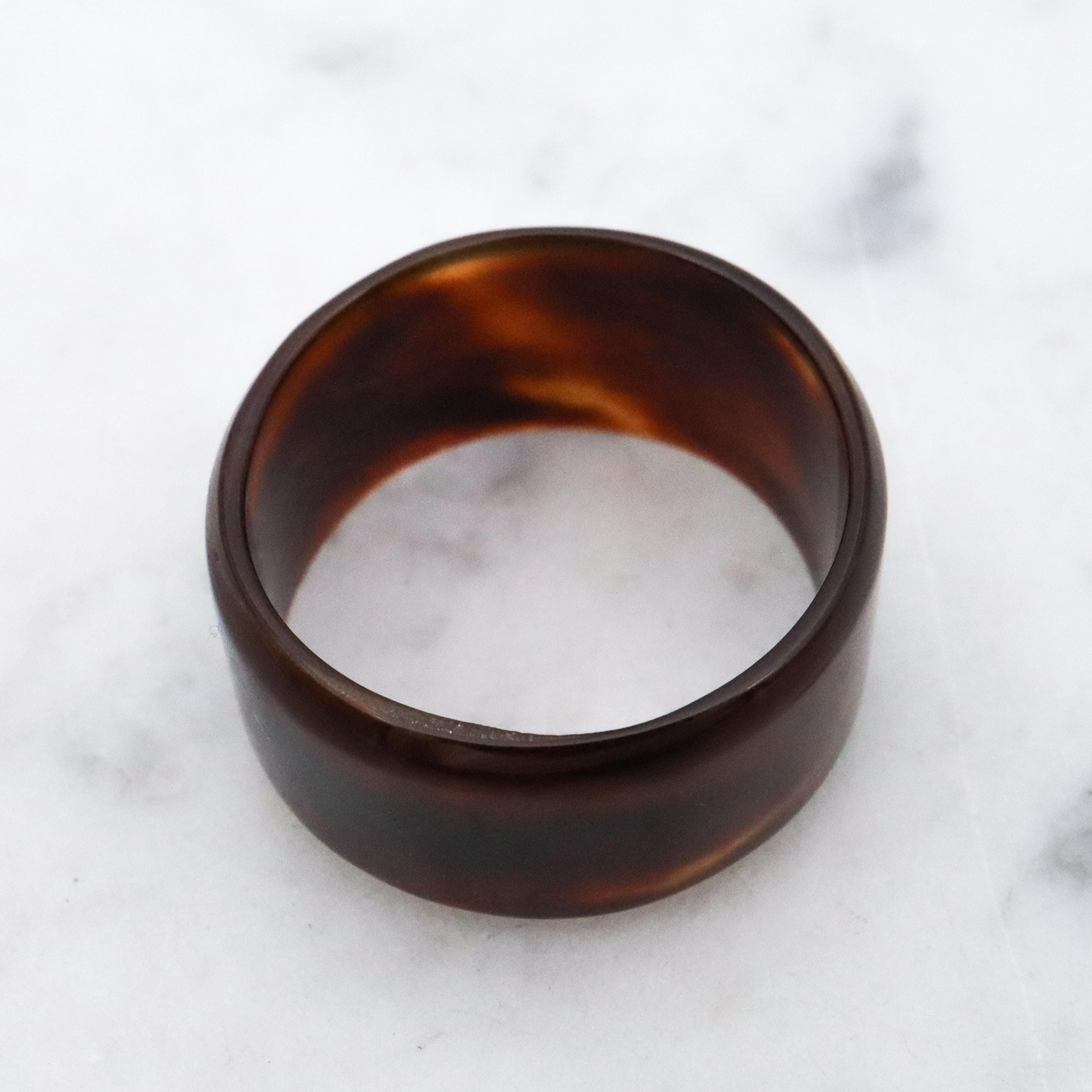 Antique Victorian faux tortoiseshell thick band ring, size 10