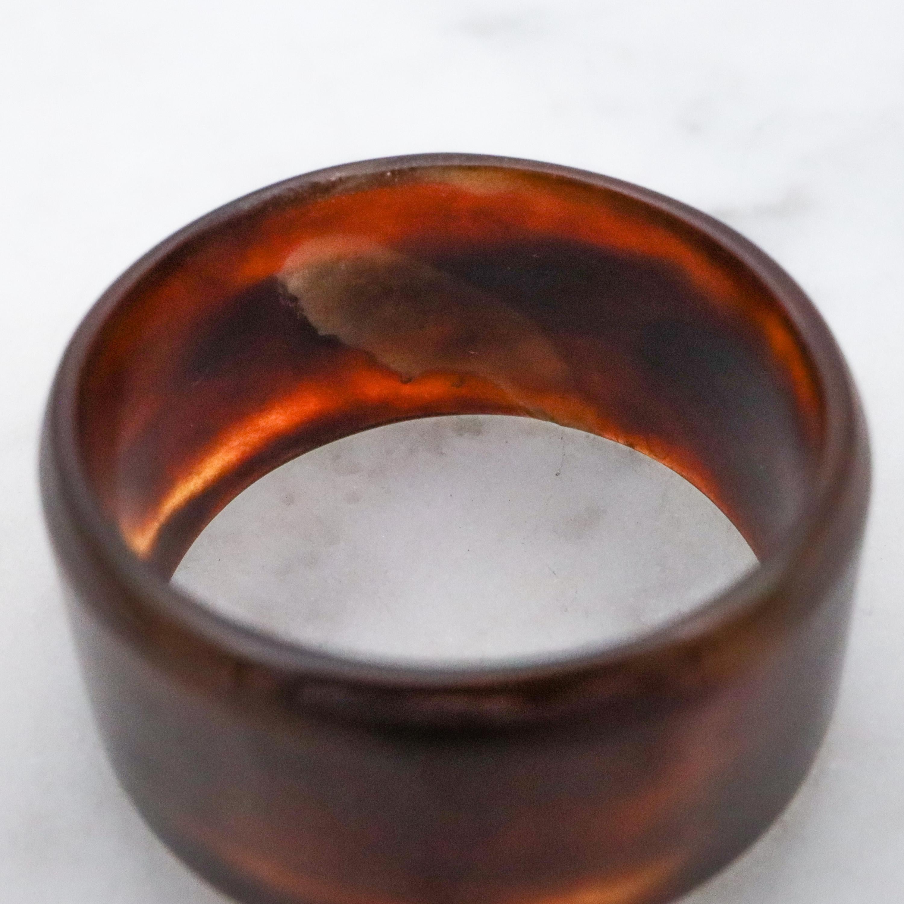 Antique Victorian faux tortoiseshell thick band ring, size 10