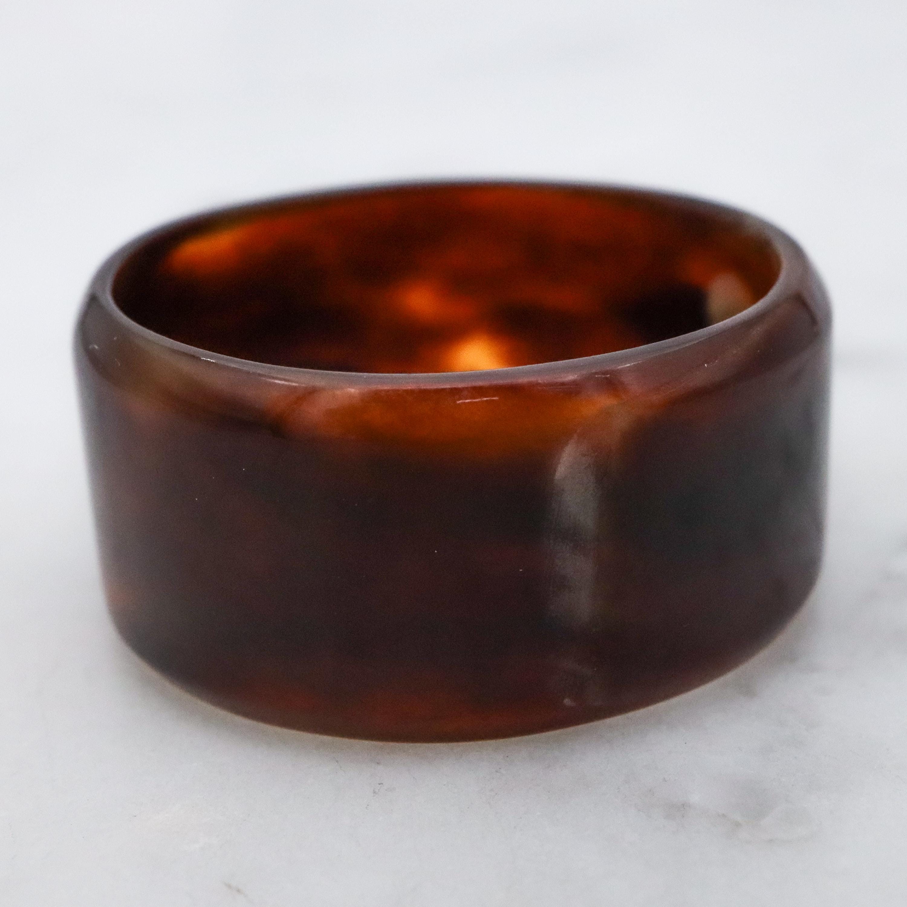 Antique Victorian faux tortoiseshell thick band ring, size 10