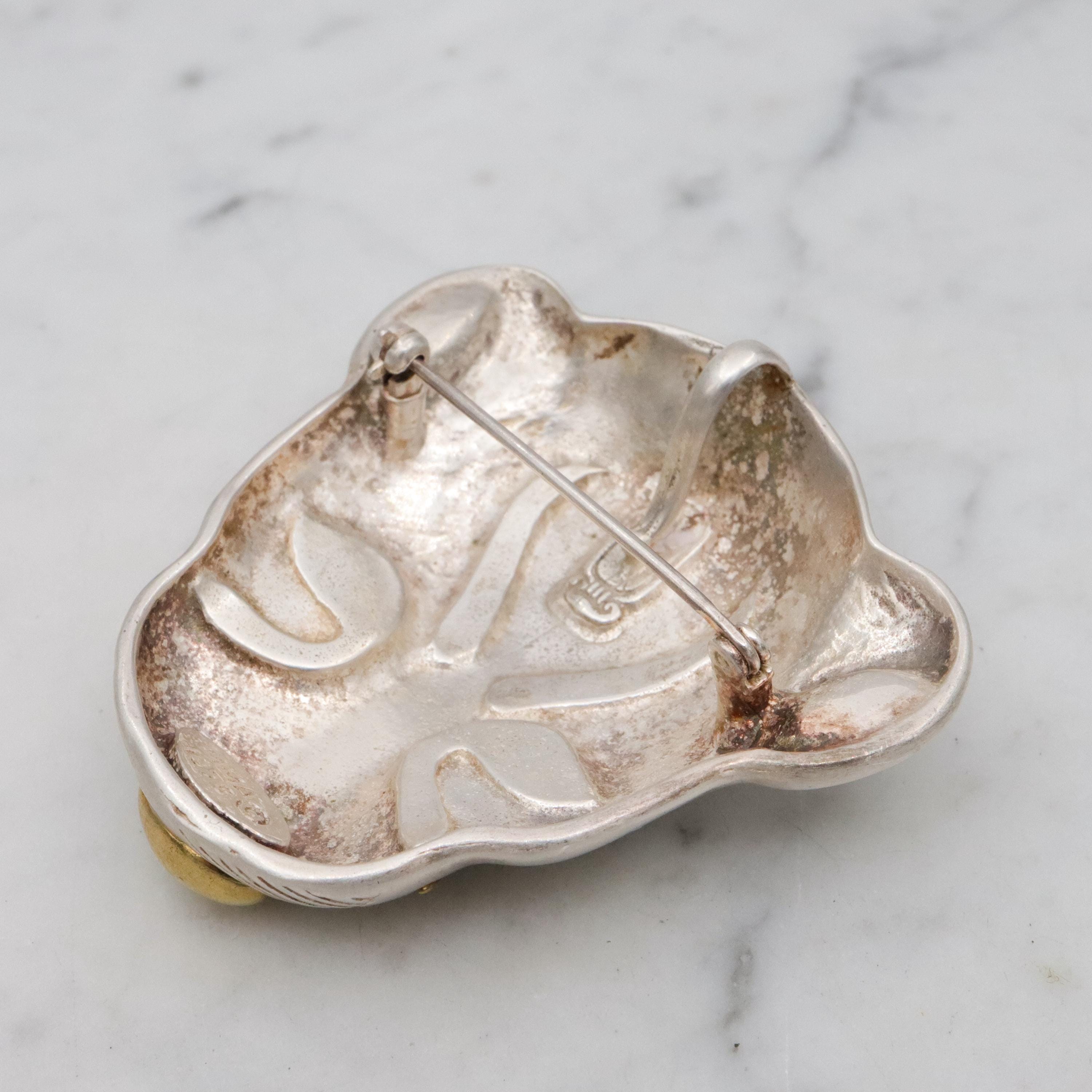 Large Mid Century MMA museum replica sterling leopard head from King Tut's tomb