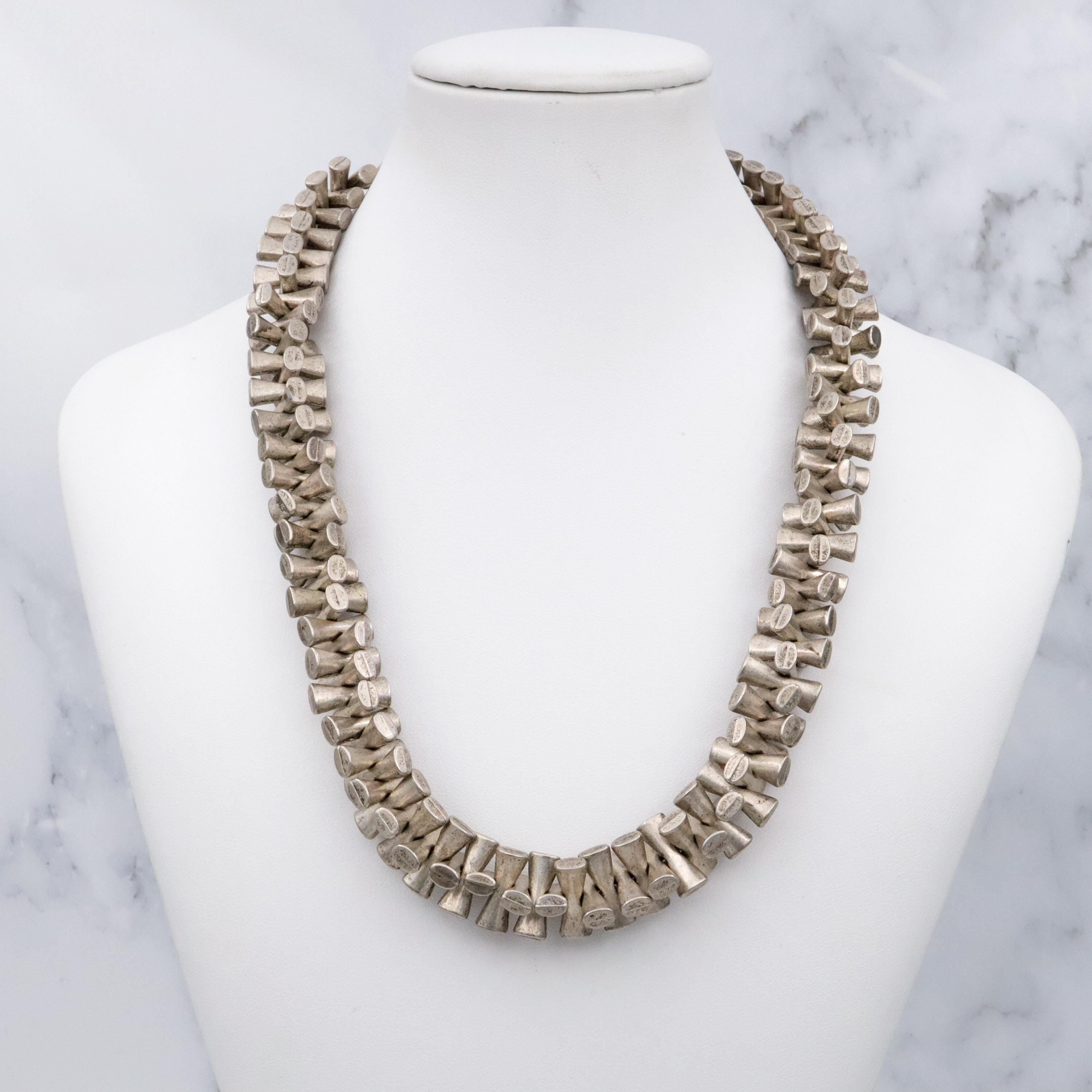 Retro Ermine New York silver plated chunky necklace
