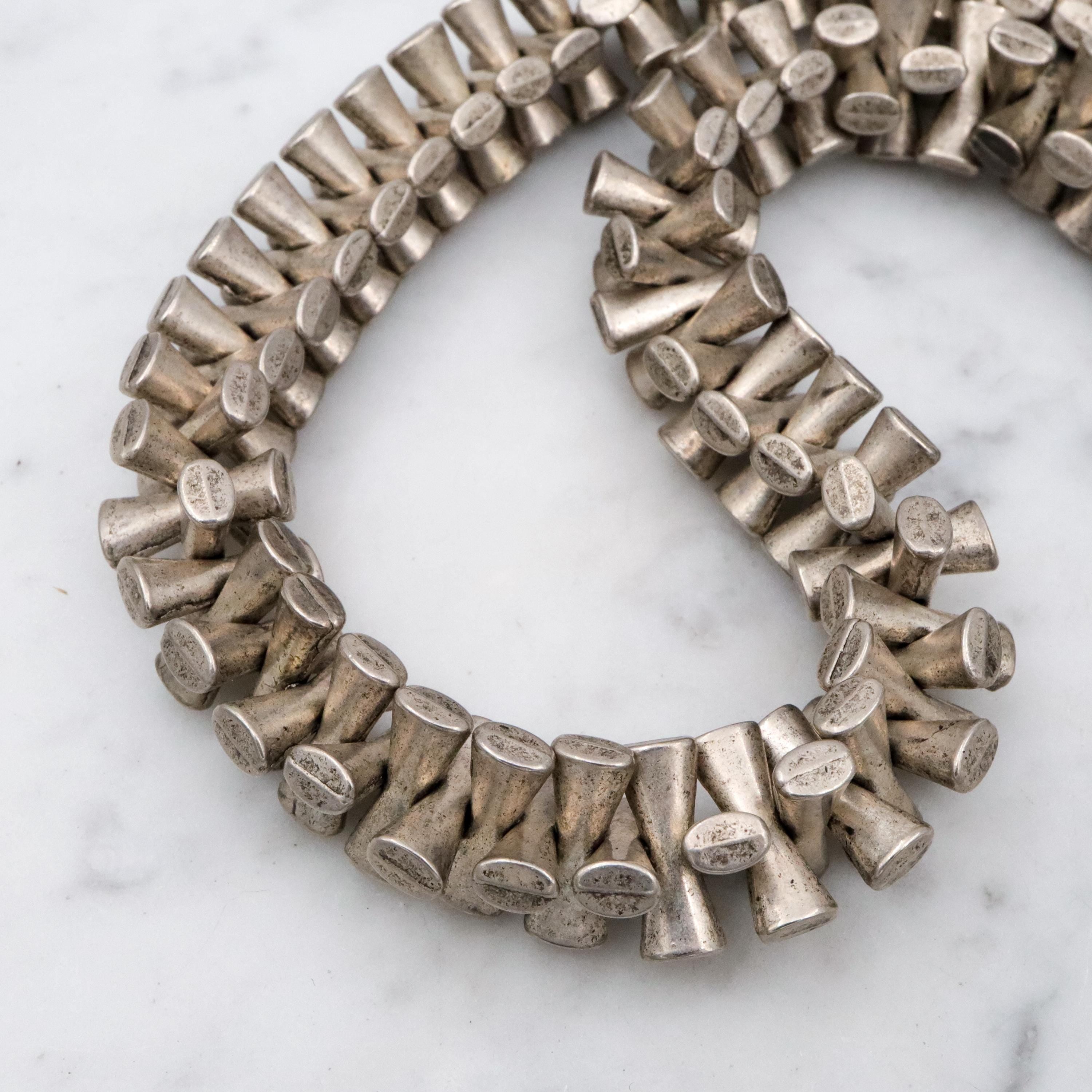 Retro Ermine New York silver plated chunky necklace