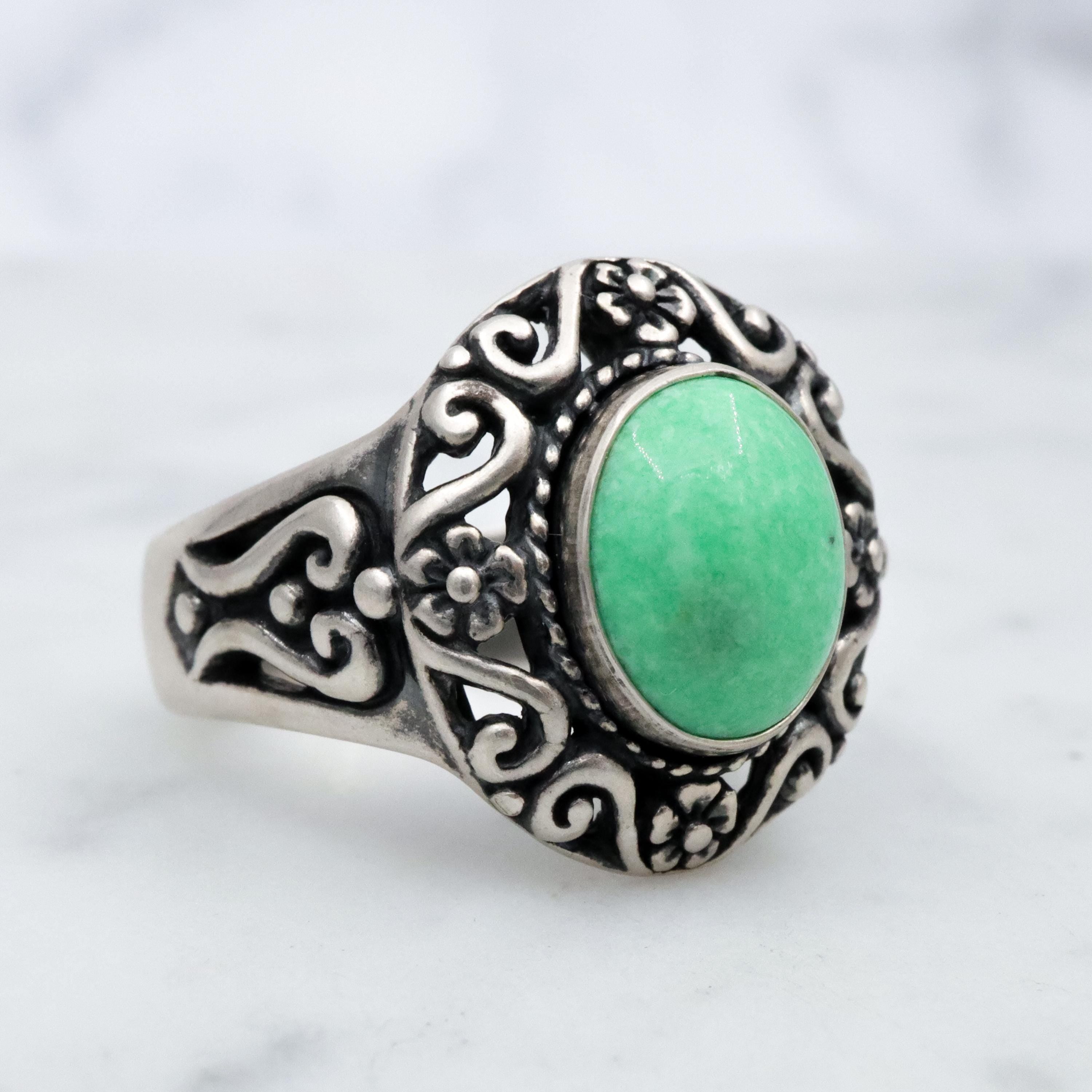 Vintage Carolyn Pollack Relios sterling variscite ring, size 8