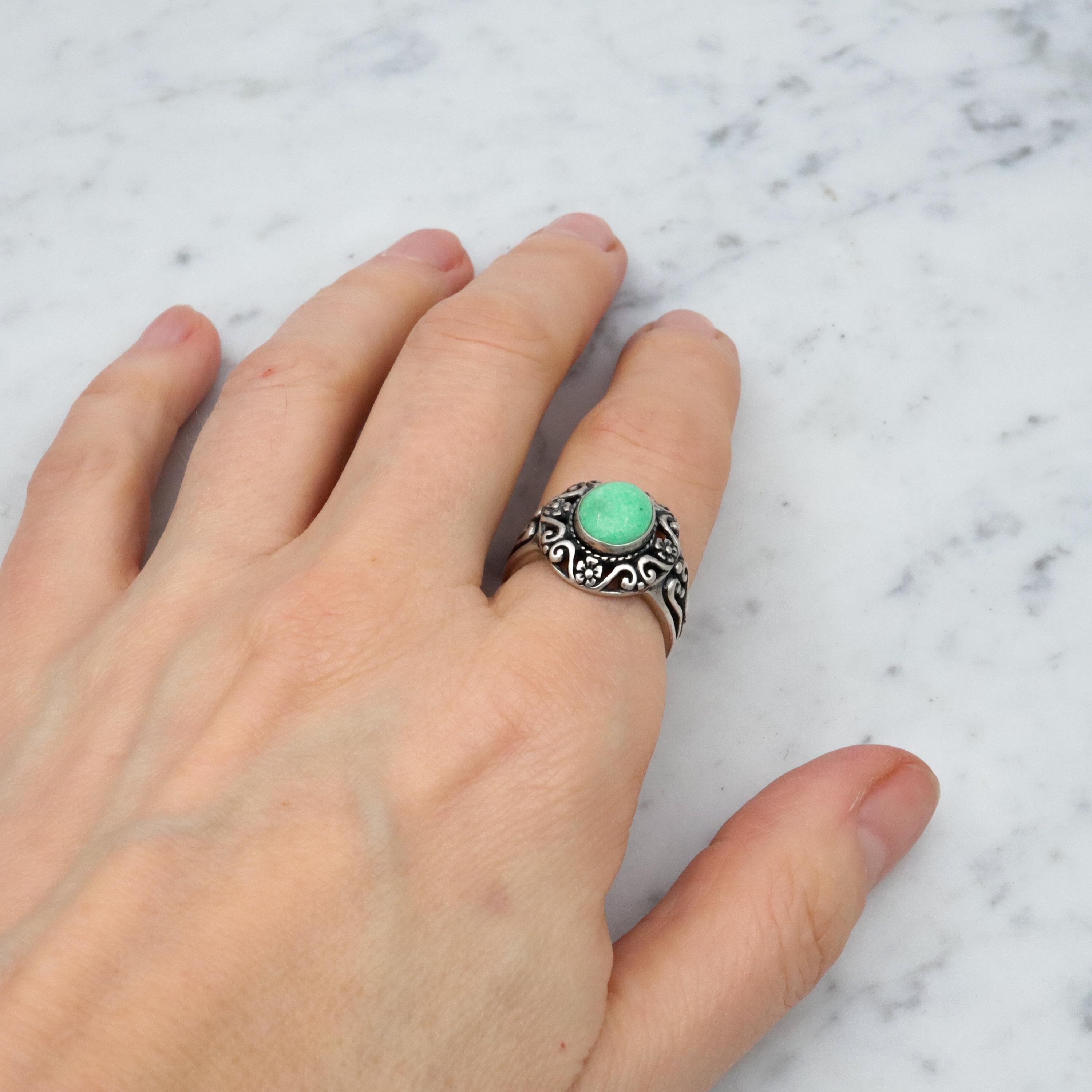 Vintage Carolyn Pollack Relios sterling variscite ring, size 8