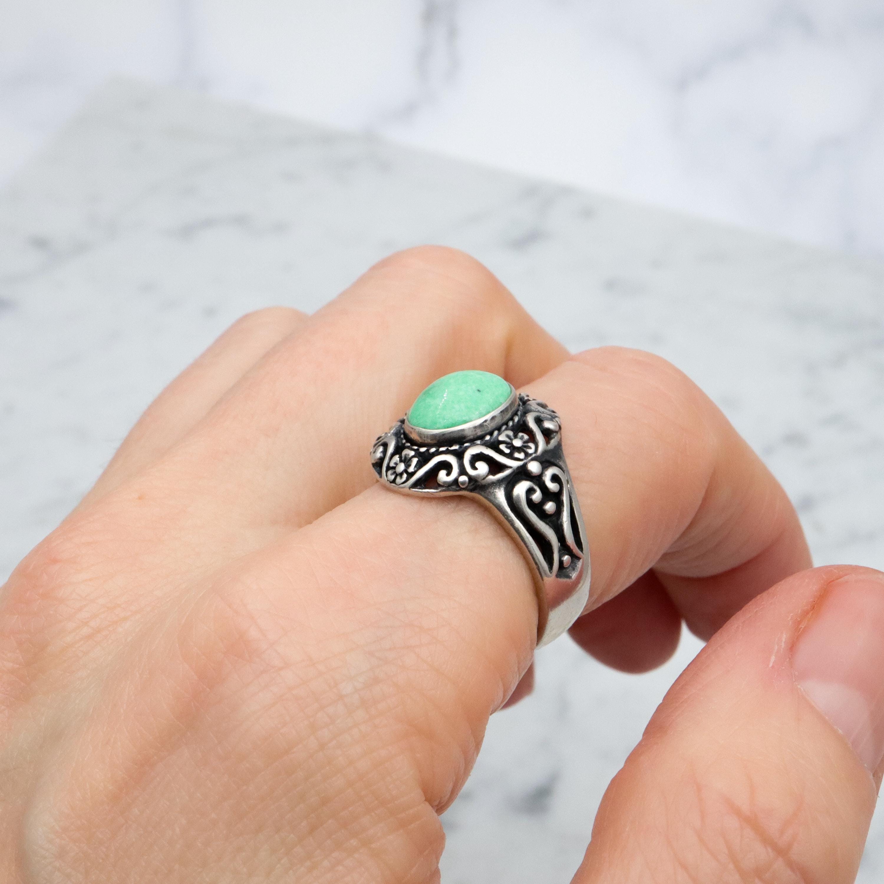 Vintage Carolyn Pollack Relios sterling variscite ring, size 8