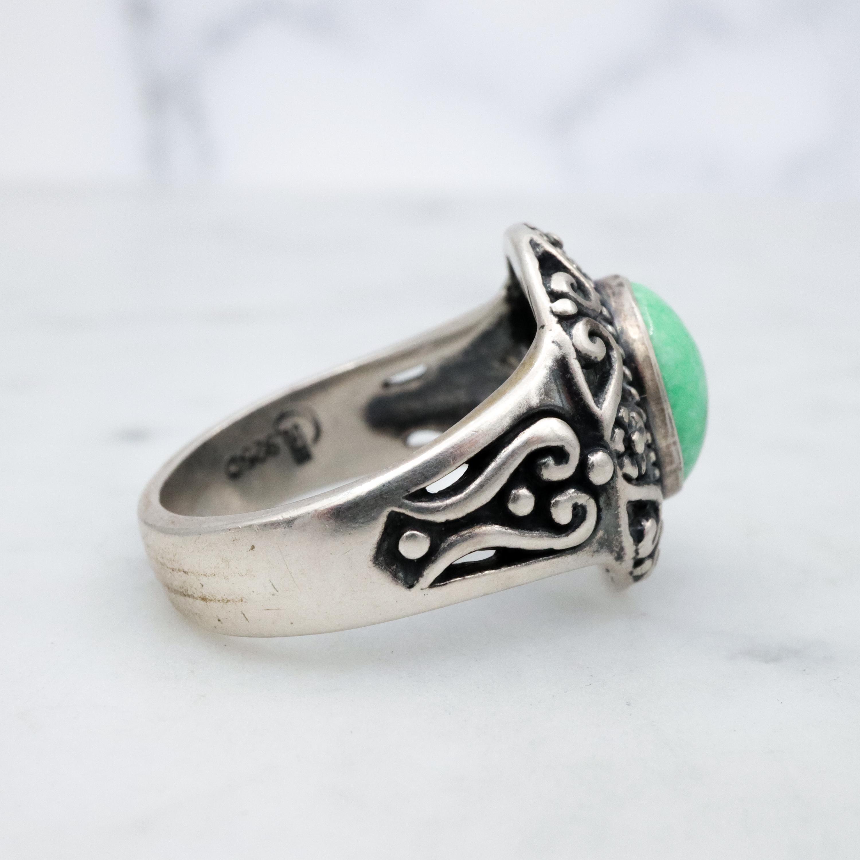 Vintage Carolyn Pollack Relios sterling variscite ring, size 8