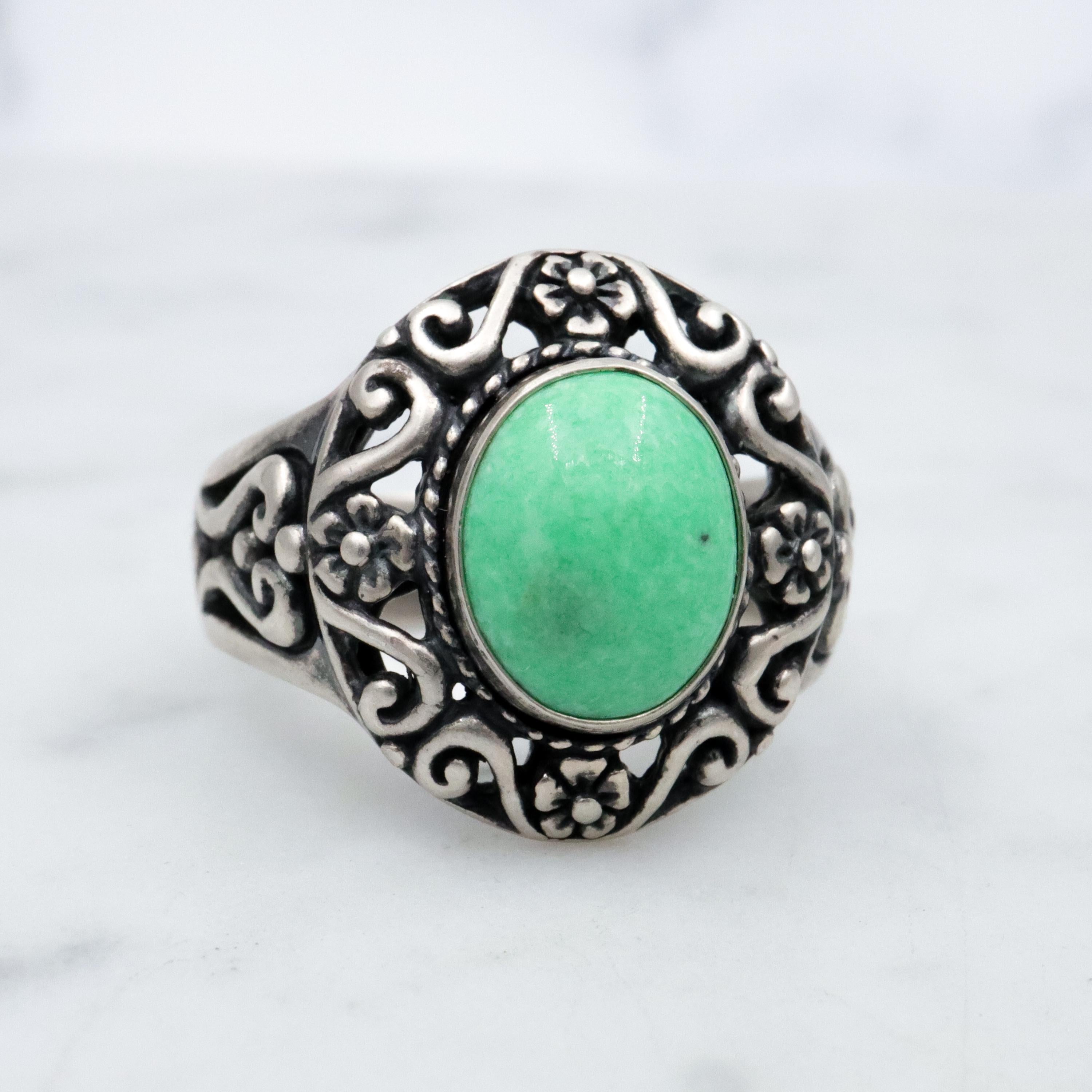 Vintage Carolyn Pollack Relios sterling variscite ring, size 8