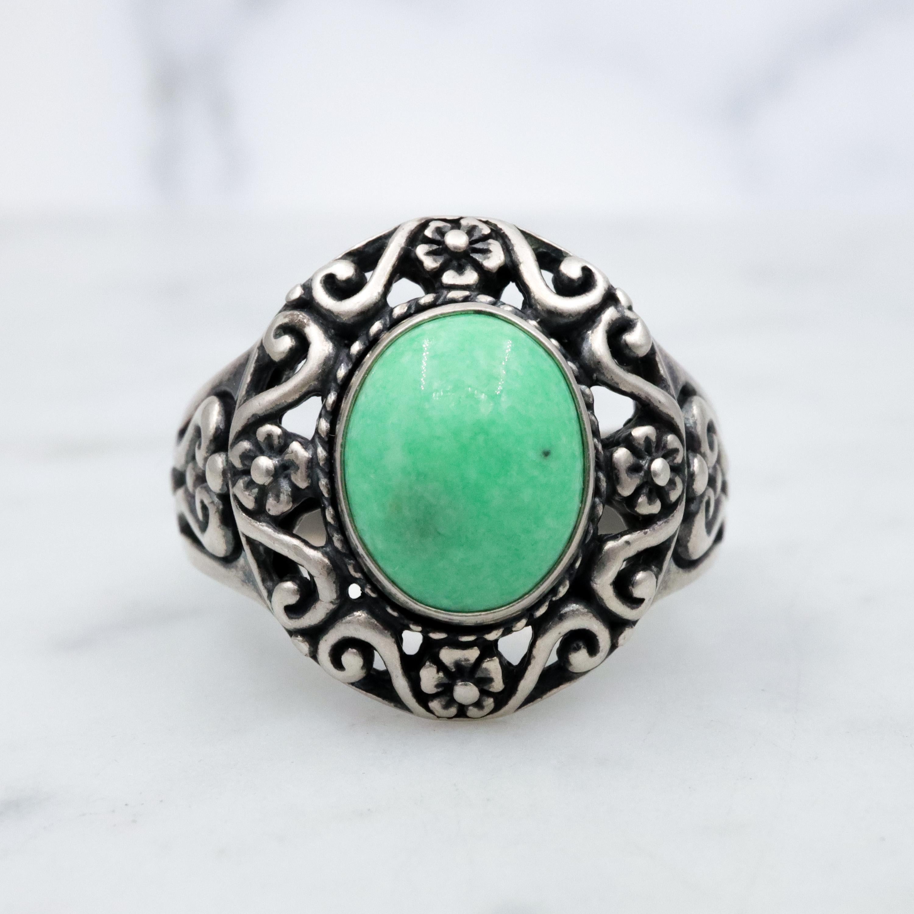 Vintage Carolyn Pollack Relios sterling variscite ring, size 8