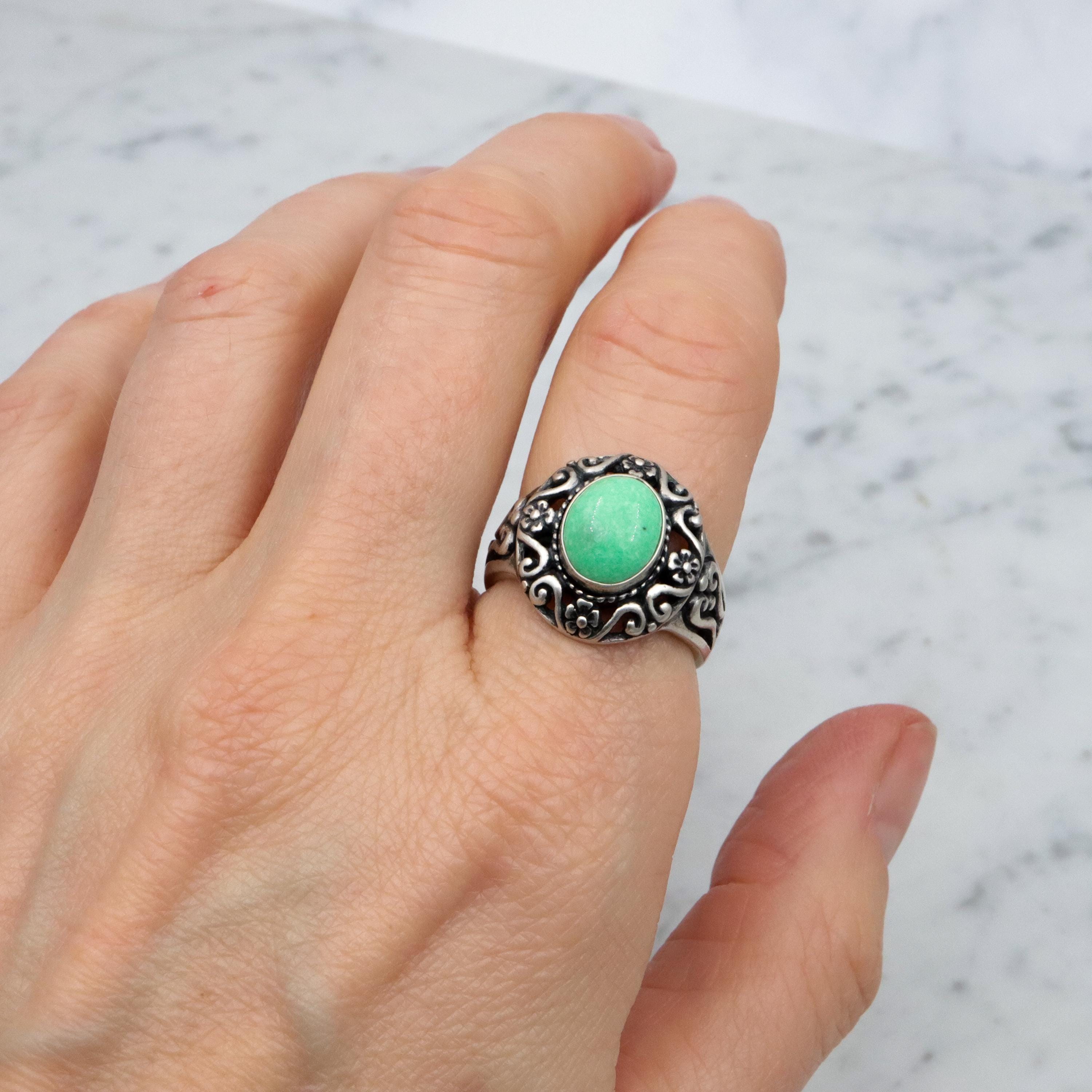 Vintage Carolyn Pollack Relios sterling variscite ring, size 8