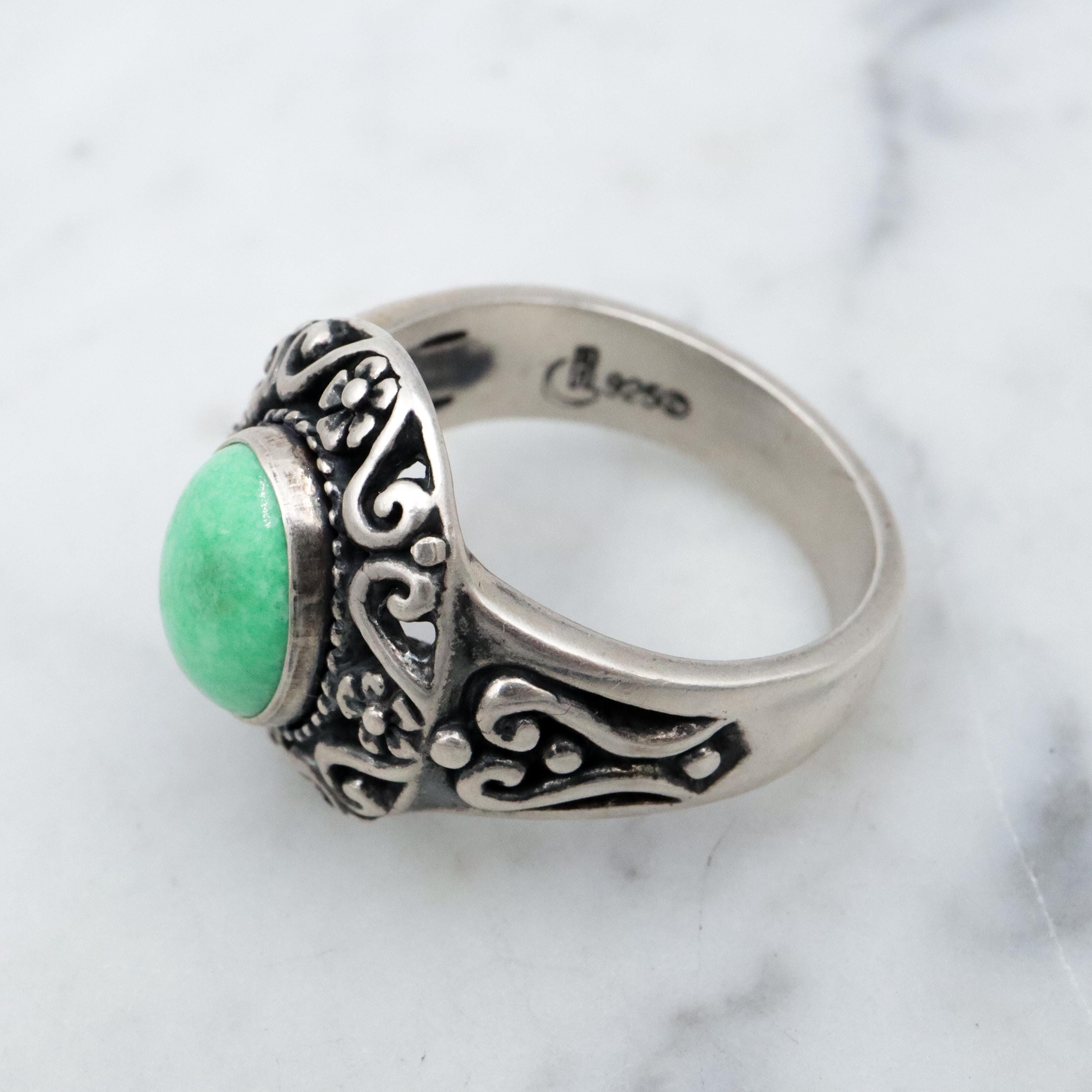 Vintage Carolyn Pollack Relios sterling variscite ring, size 8