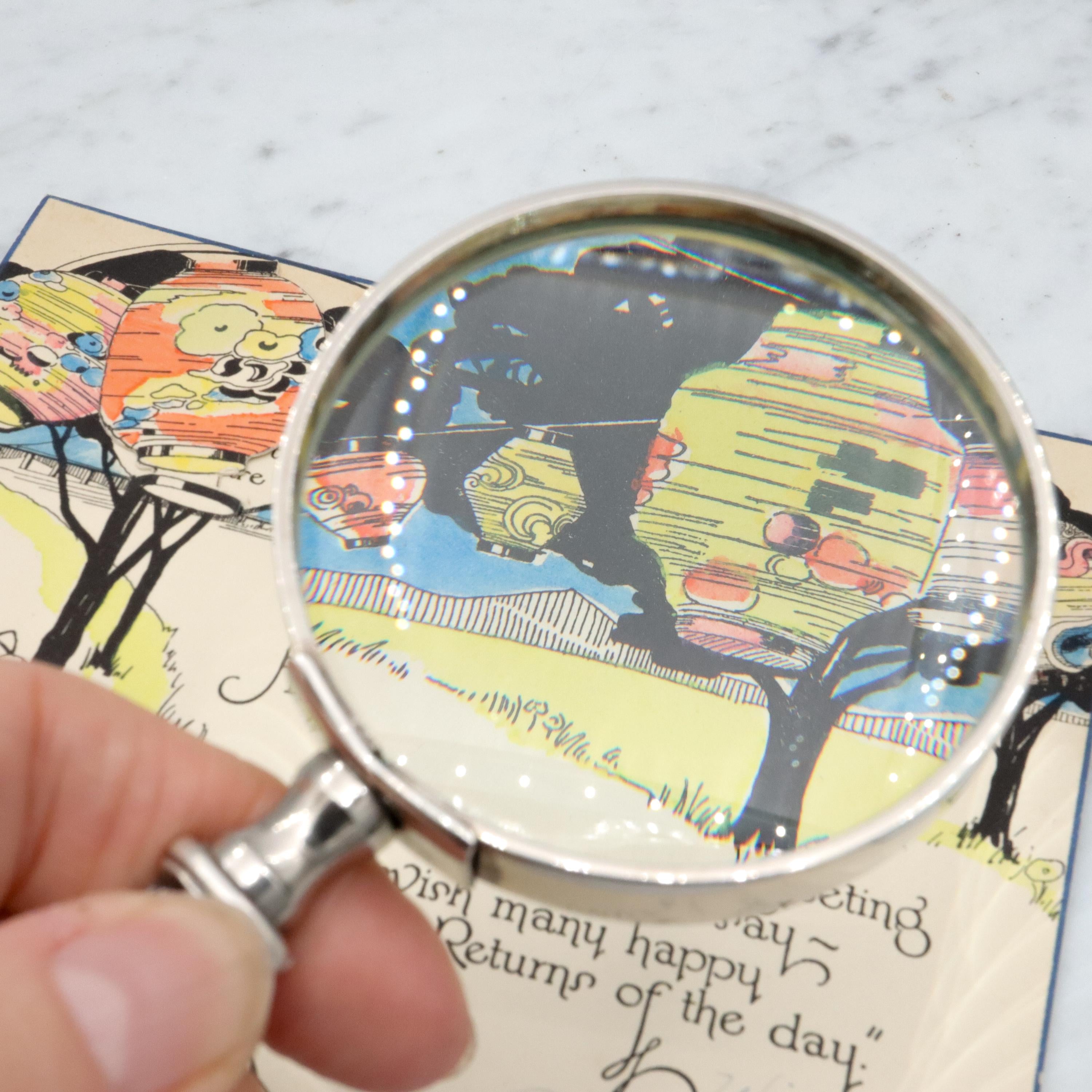 Antique Whiting Lily sterling handled magnifying glass