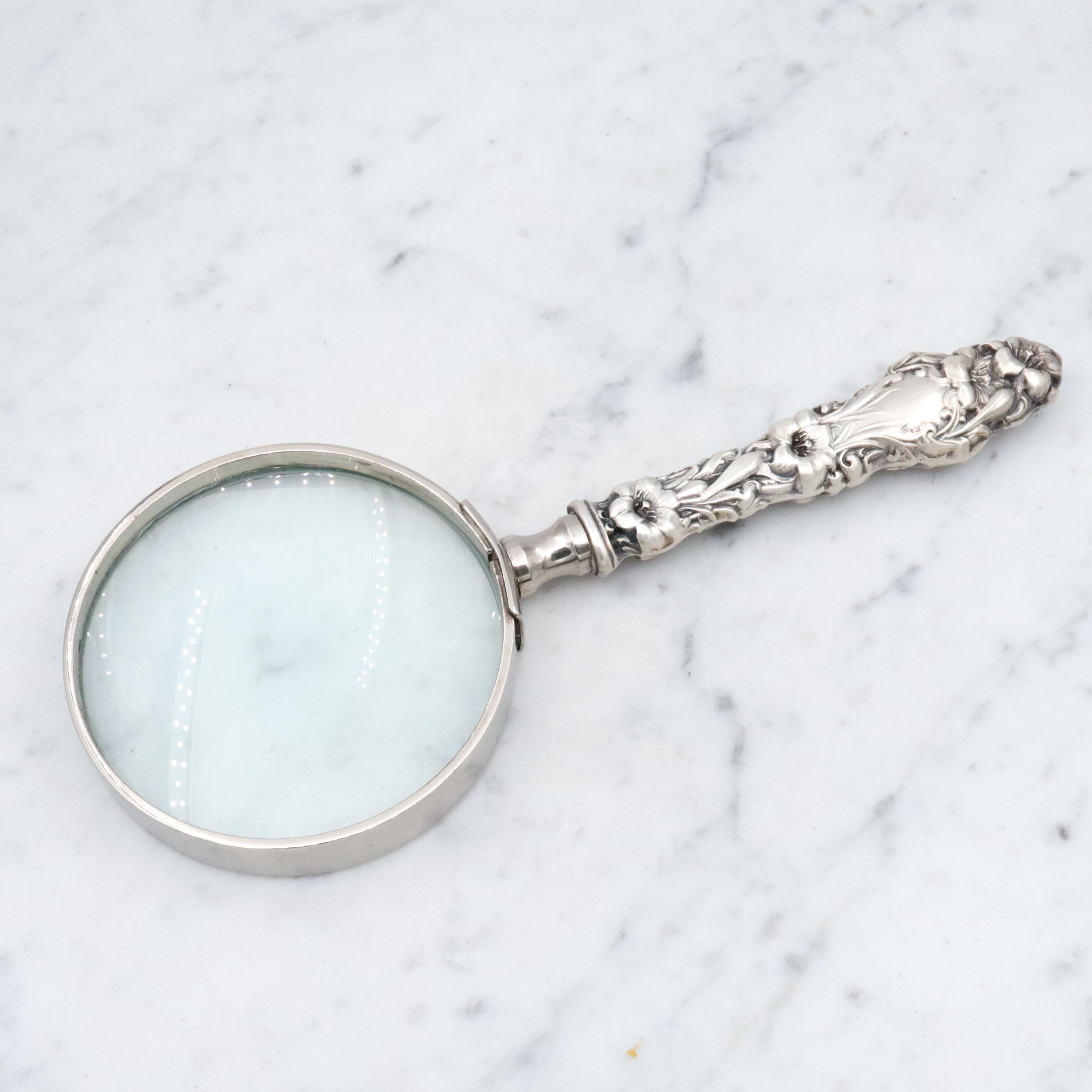 Antique Whiting Lily sterling handled magnifying glass