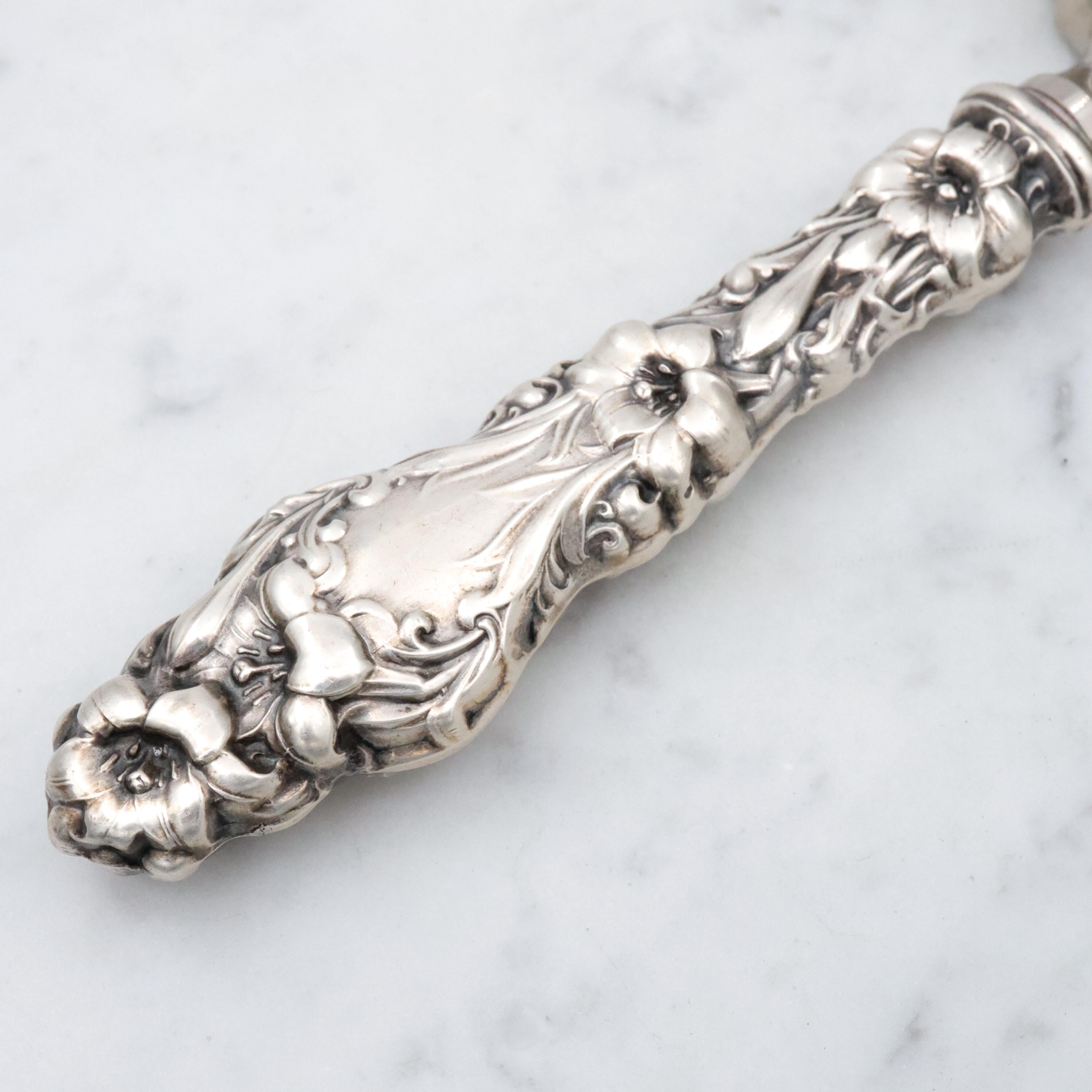 Antique Whiting Lily sterling handled magnifying glass