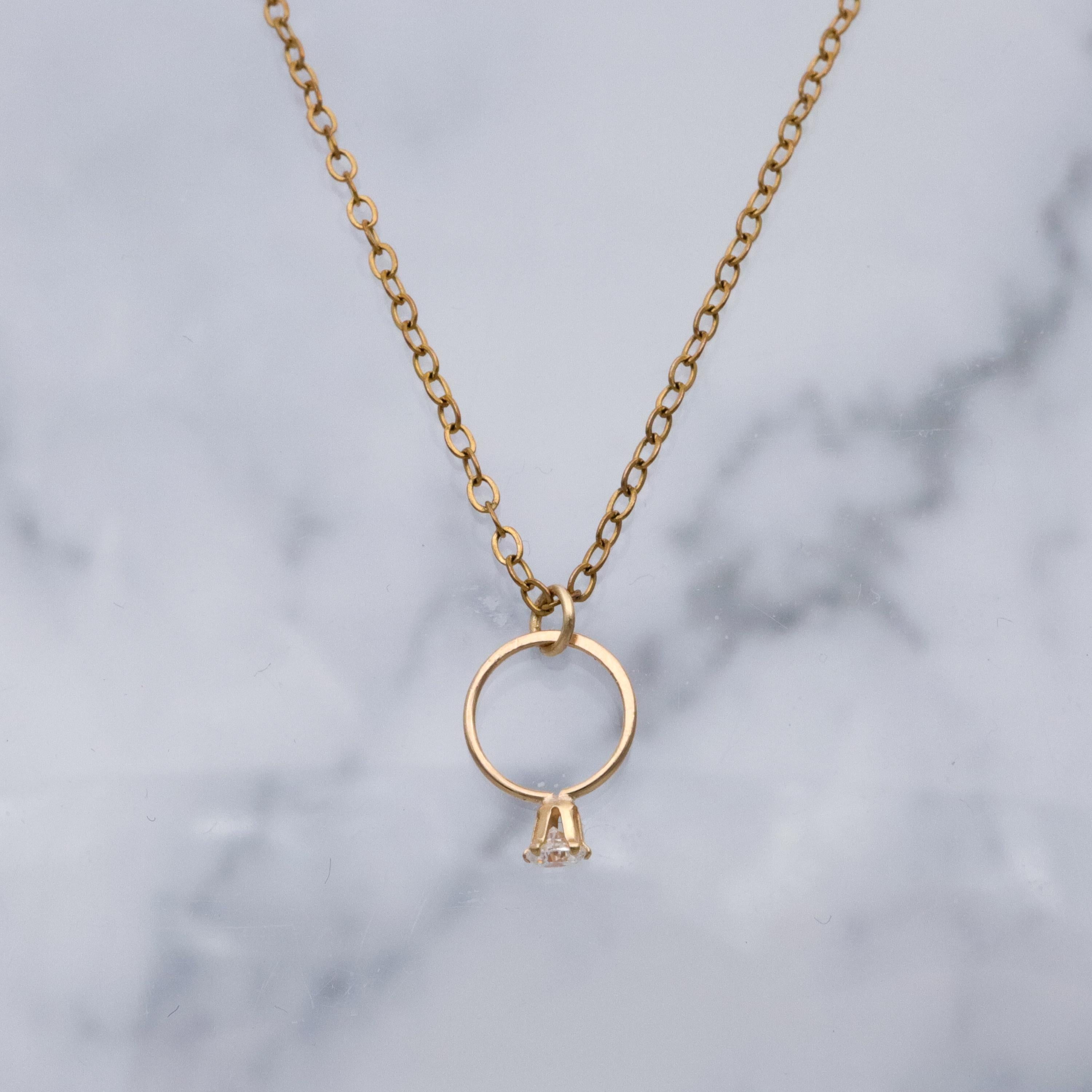 Teeny 14k gold cubic zirconia engagement ring charm