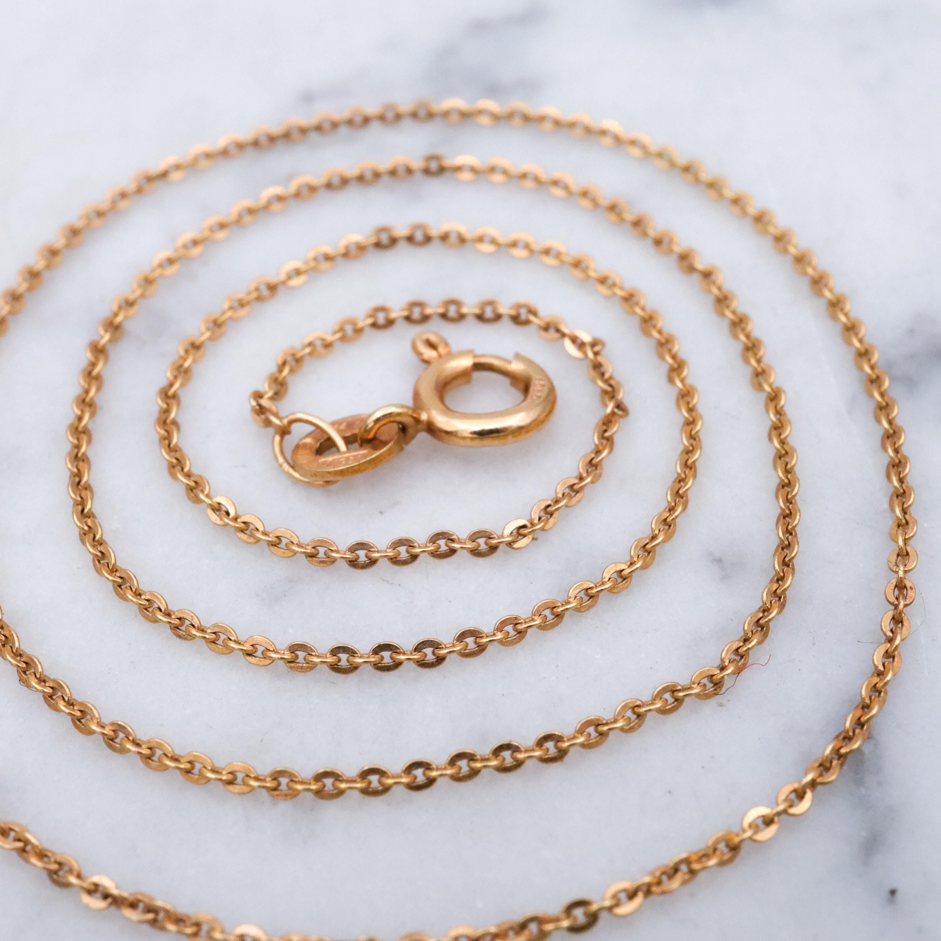 Vintage Uno A Erre Italian 14k gold petite cable chain, 15"