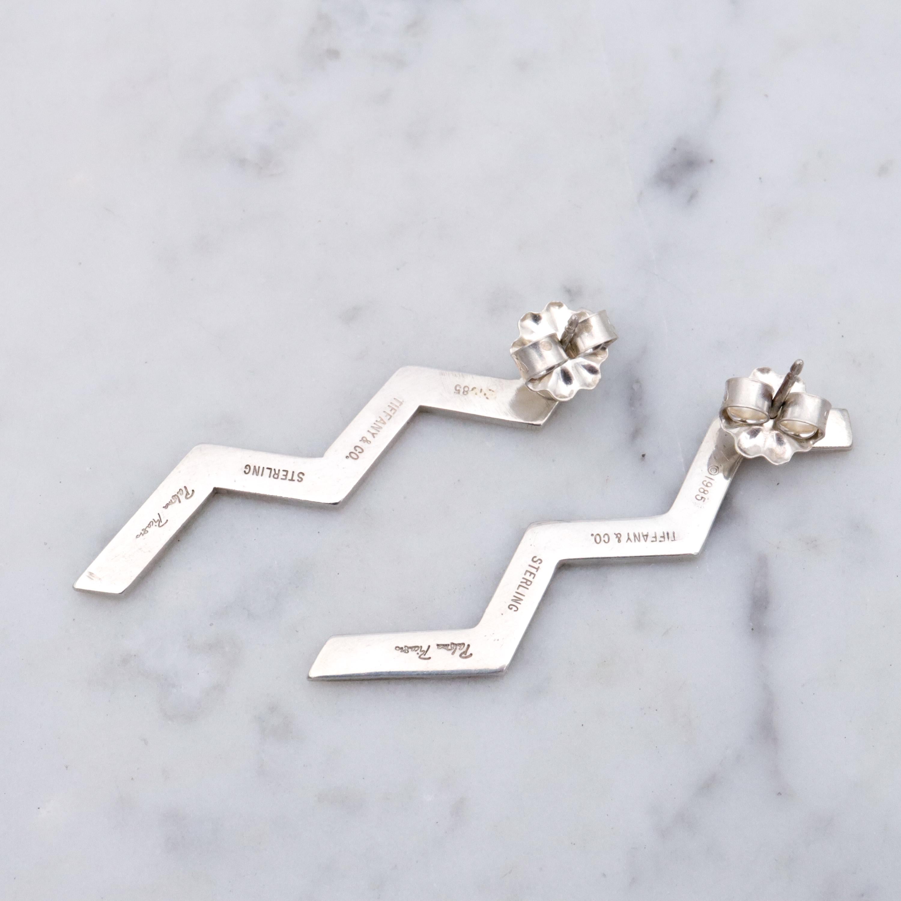 Retro Tiffany & Co Paloma Picasso sterling zig zag earrings w/pouch