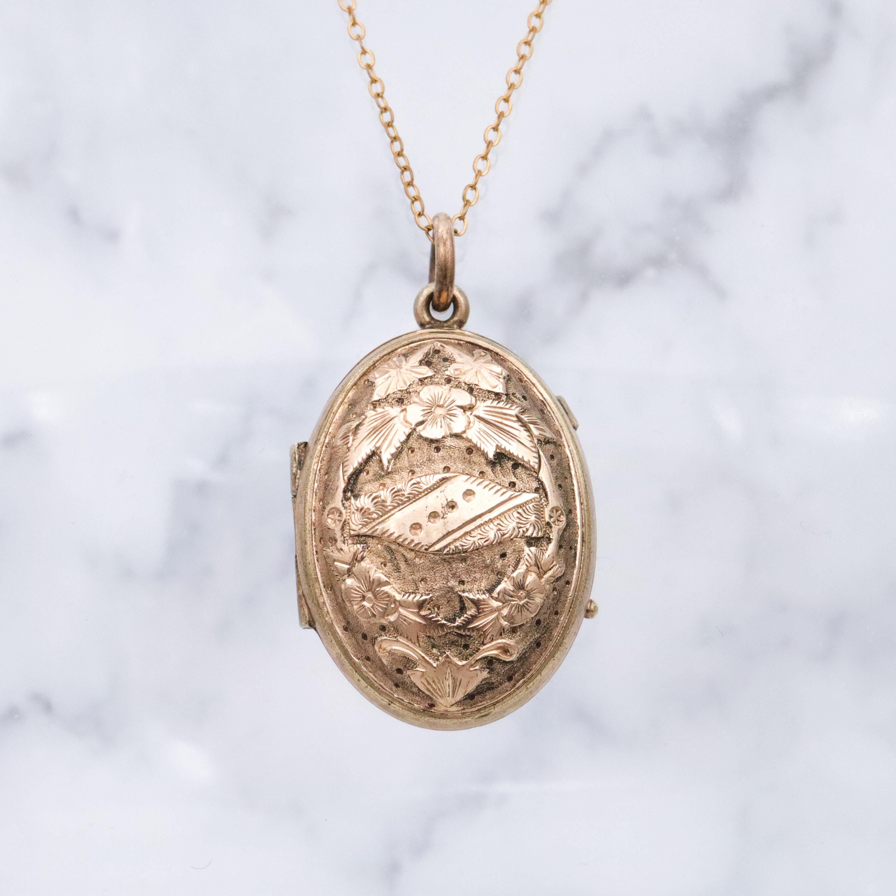 Antique Victorian Aesthetic embossed domed gold filled locket