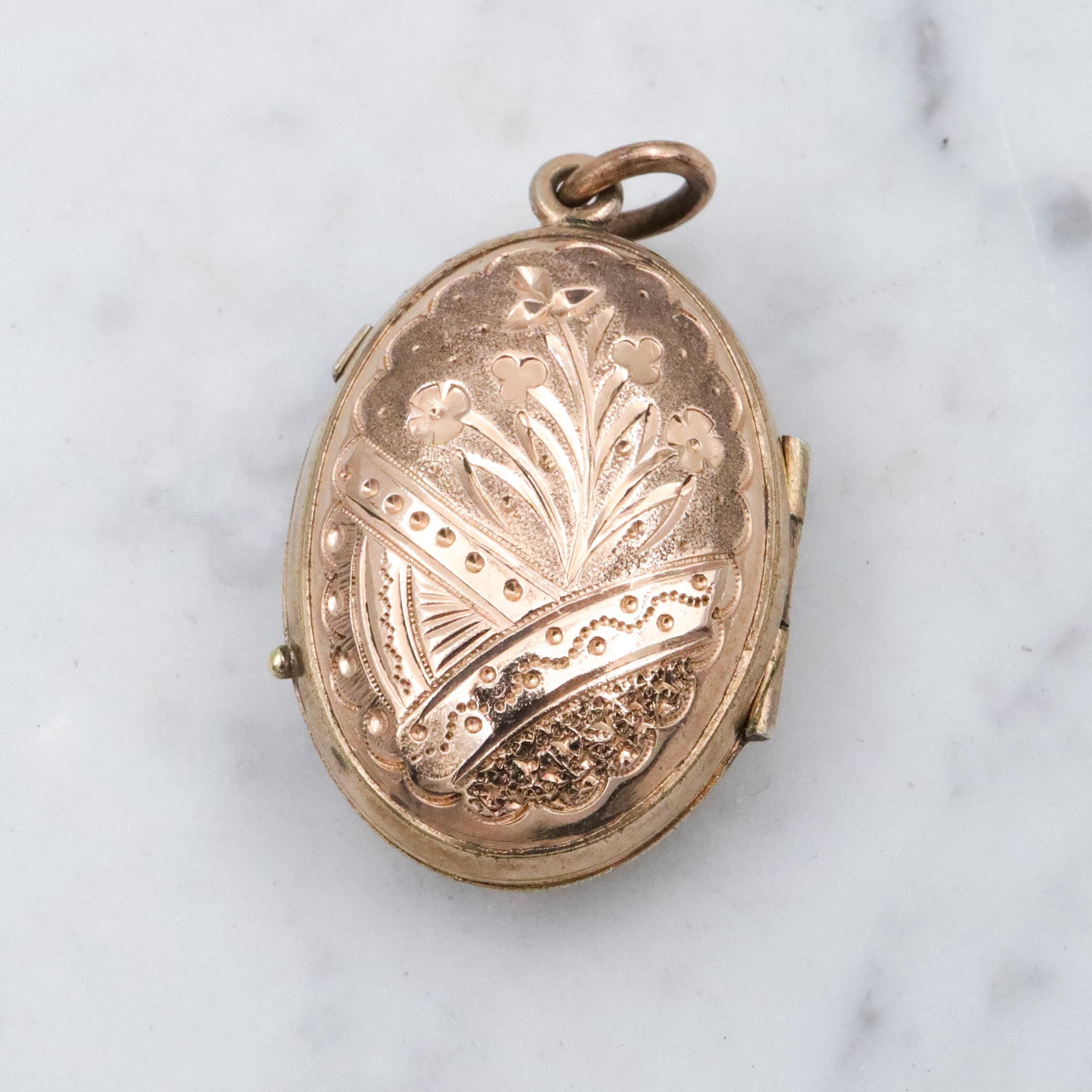 Antique Victorian Aesthetic embossed domed gold filled locket