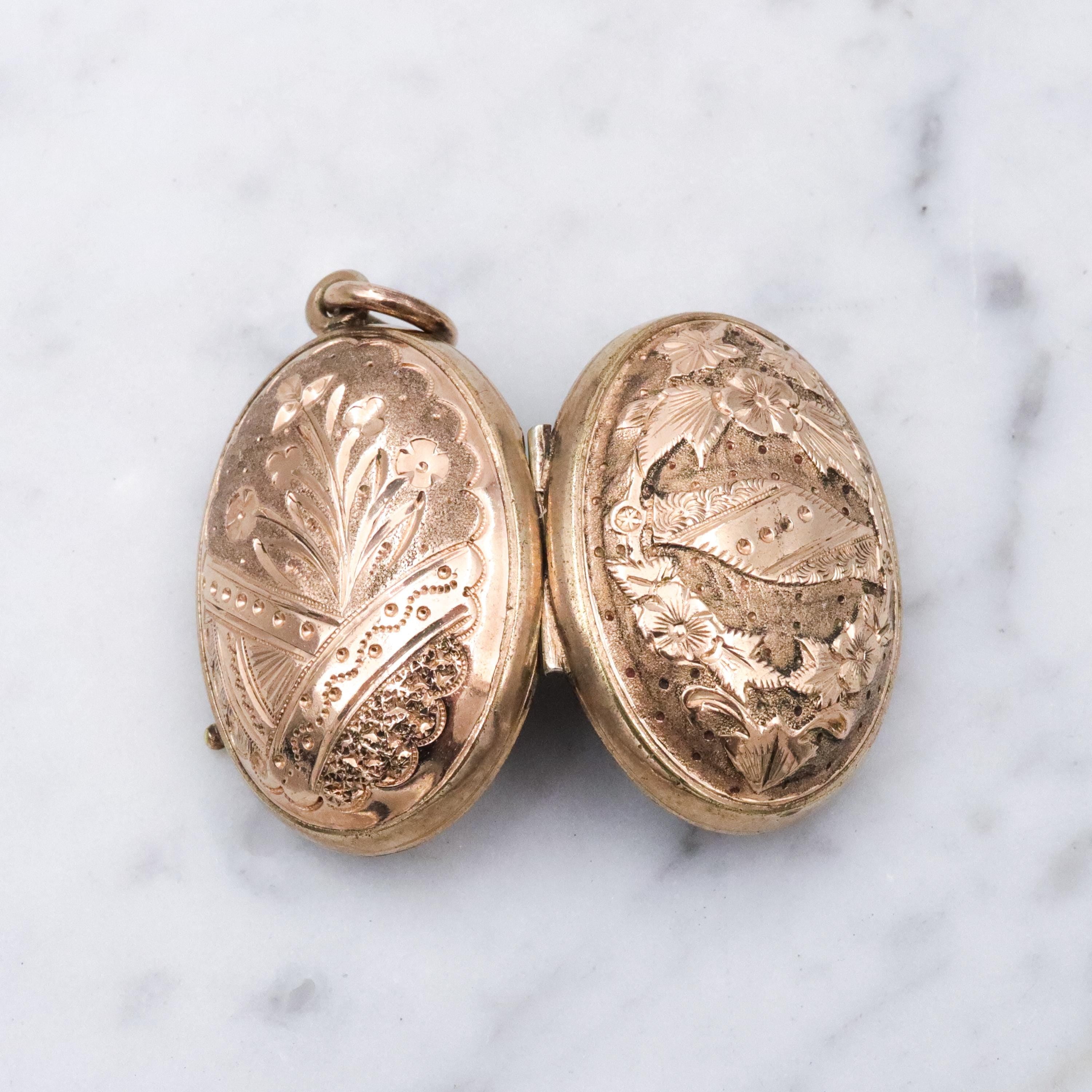 Antique Victorian Aesthetic embossed domed gold filled locket