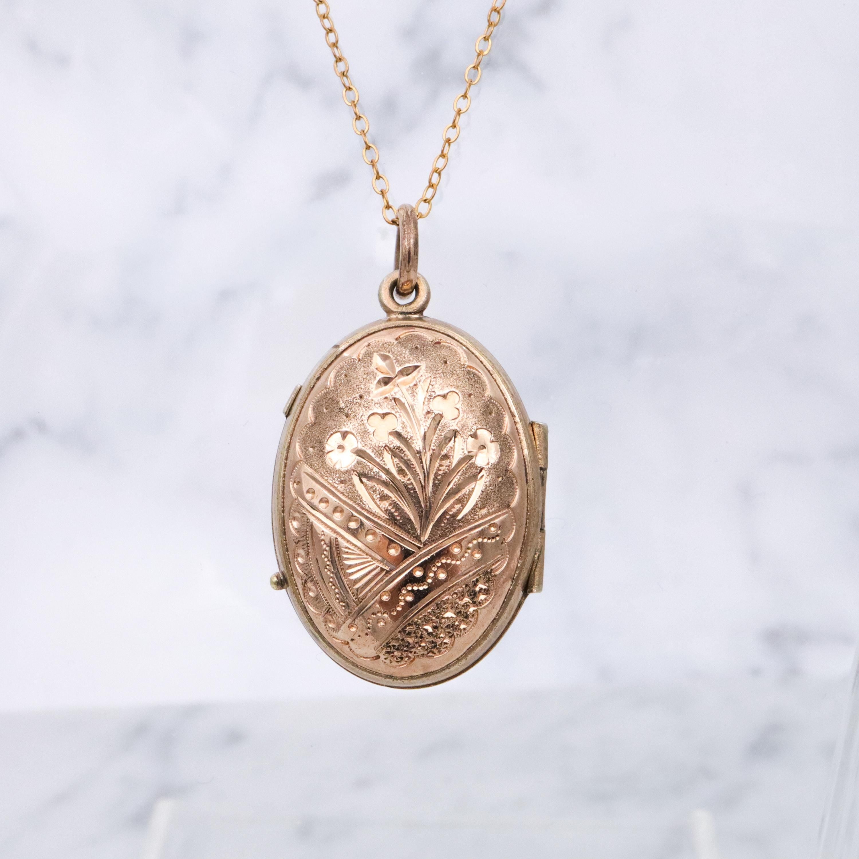 Antique Victorian Aesthetic embossed domed gold filled locket