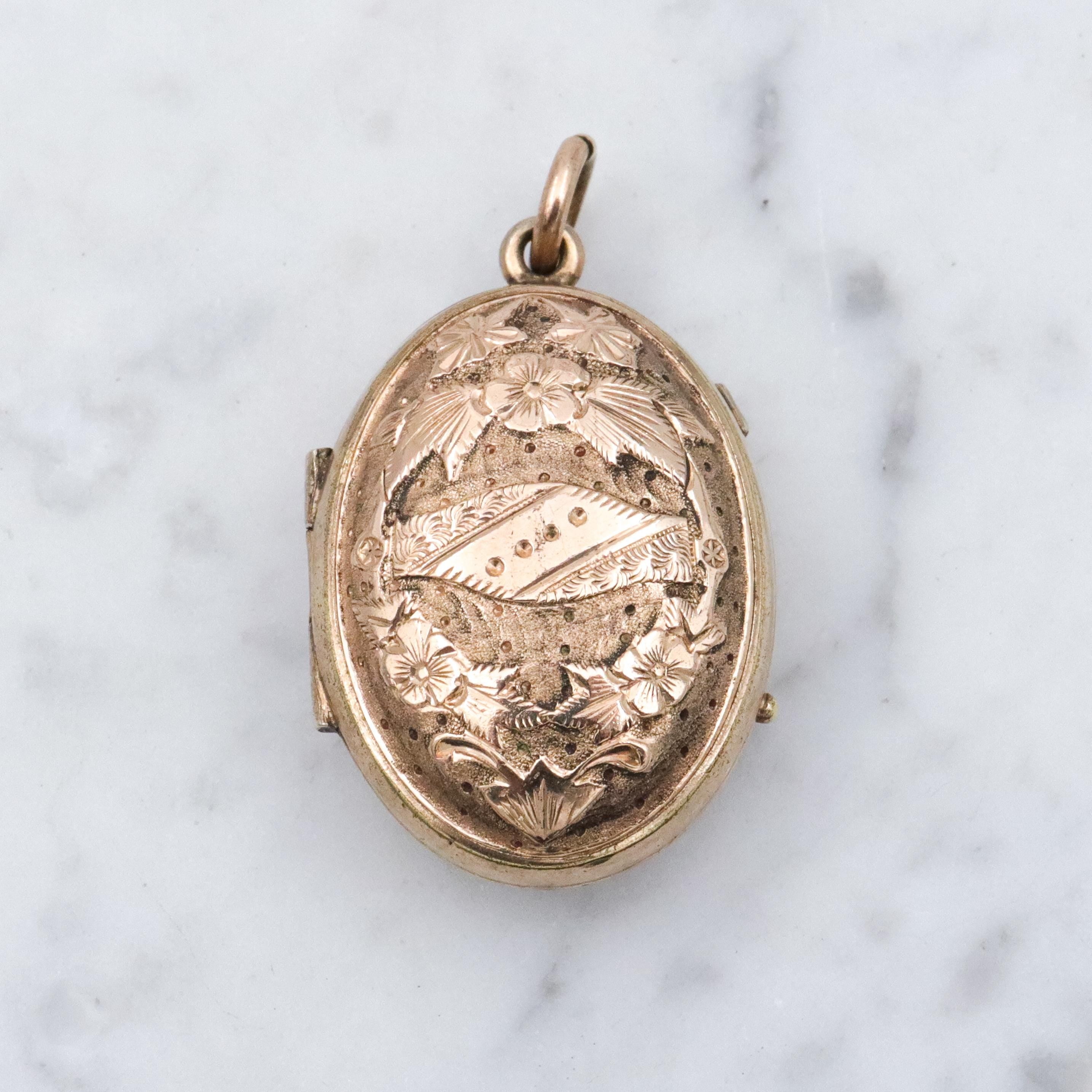 Antique Victorian Aesthetic embossed domed gold filled locket