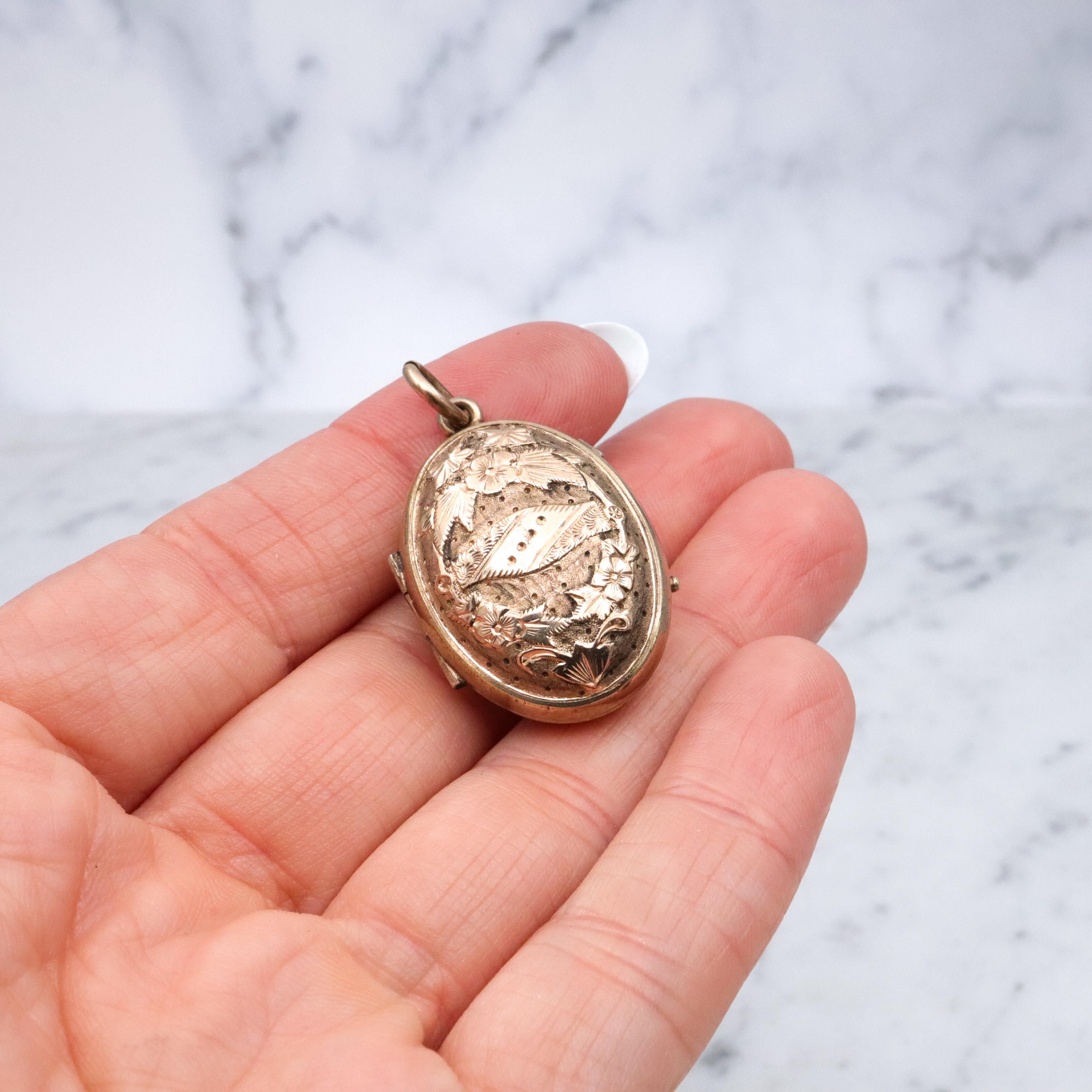 Antique Victorian Aesthetic embossed domed gold filled locket