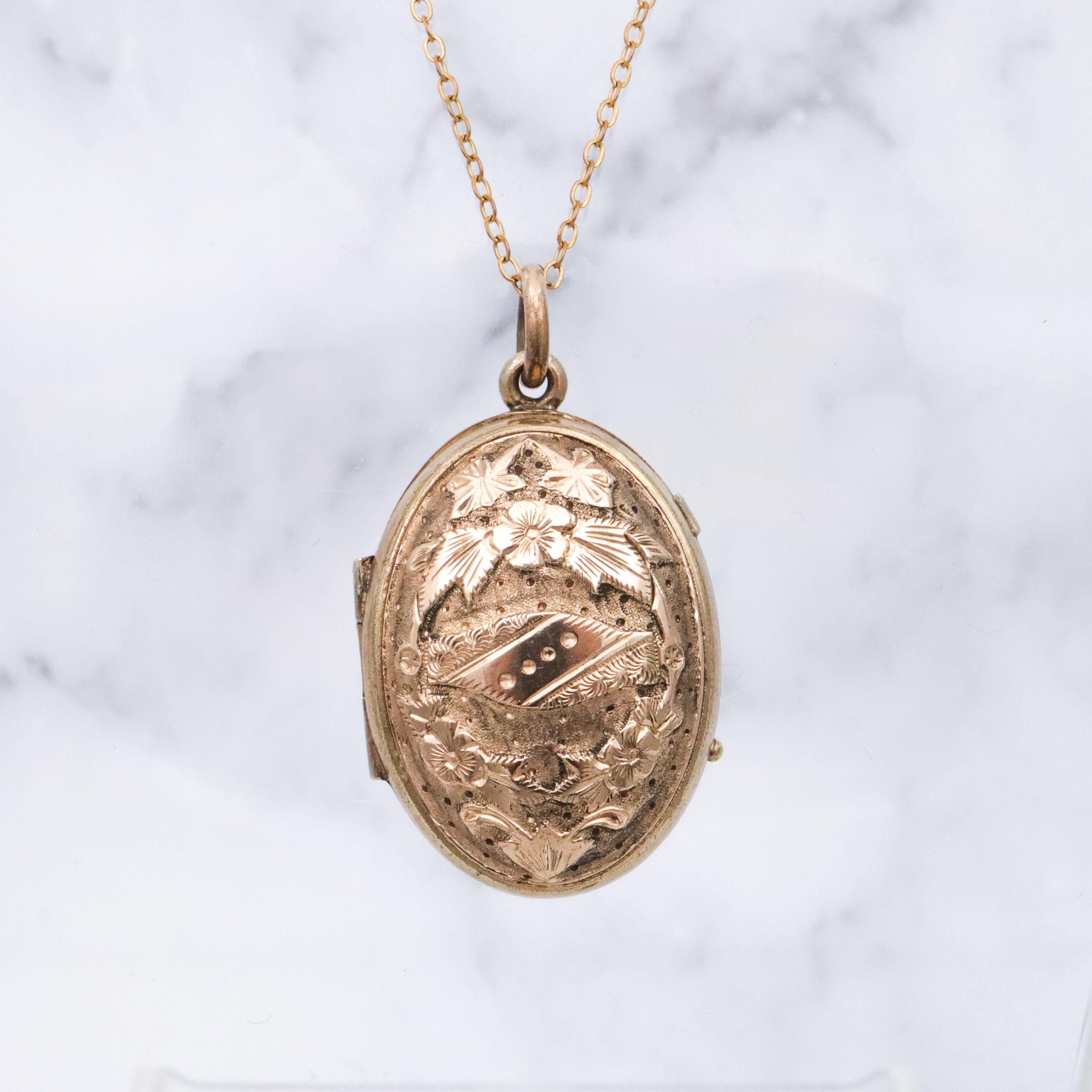 Antique Victorian Aesthetic embossed domed gold filled locket