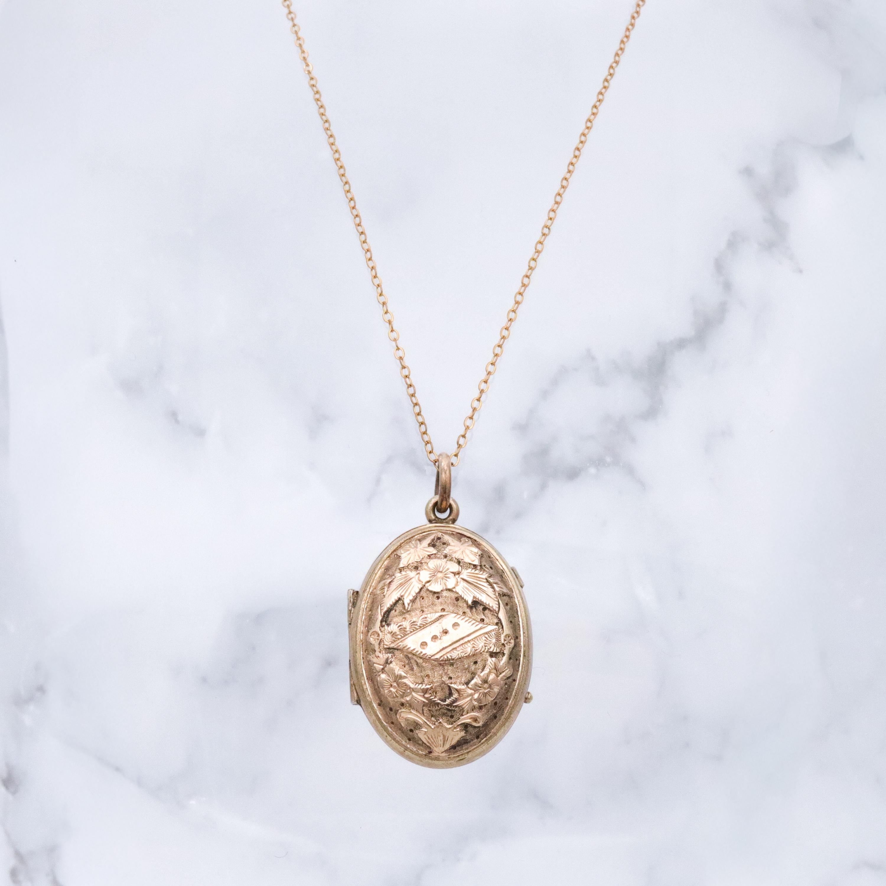 Antique Victorian Aesthetic embossed domed gold filled locket