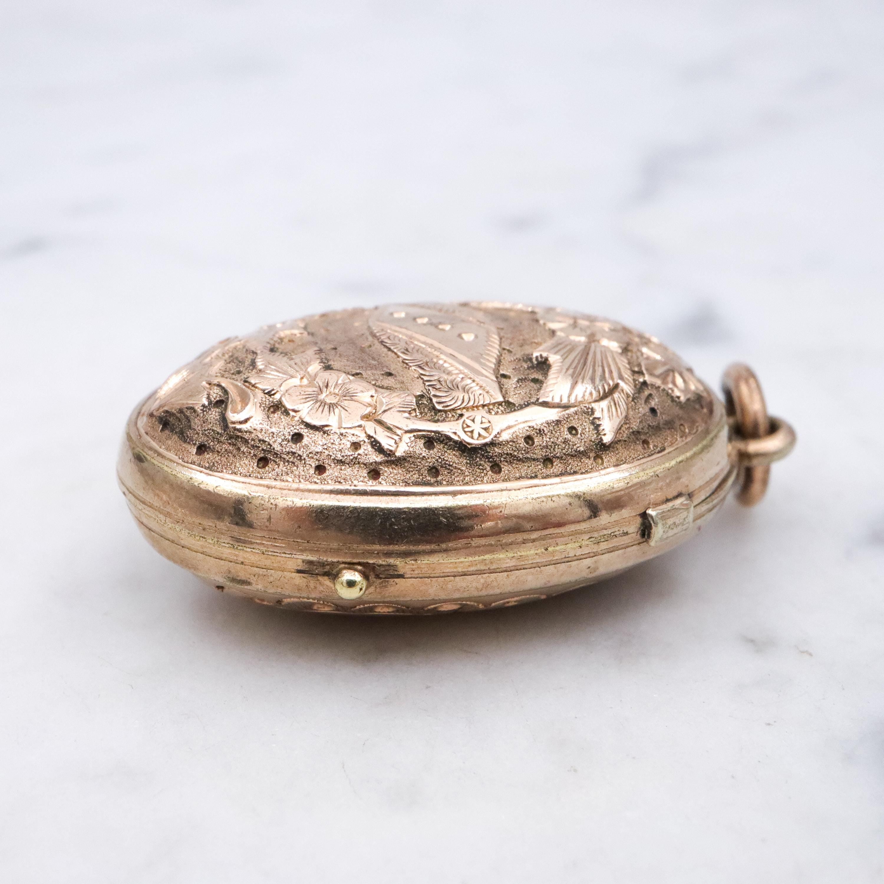 Antique Victorian Aesthetic embossed domed gold filled locket