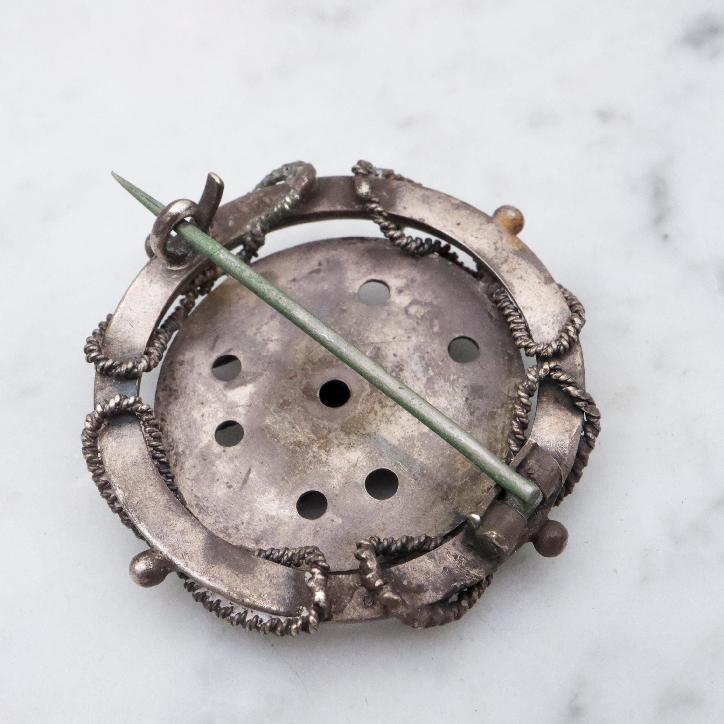 Edwardian Indian silver Shiva circular brooch